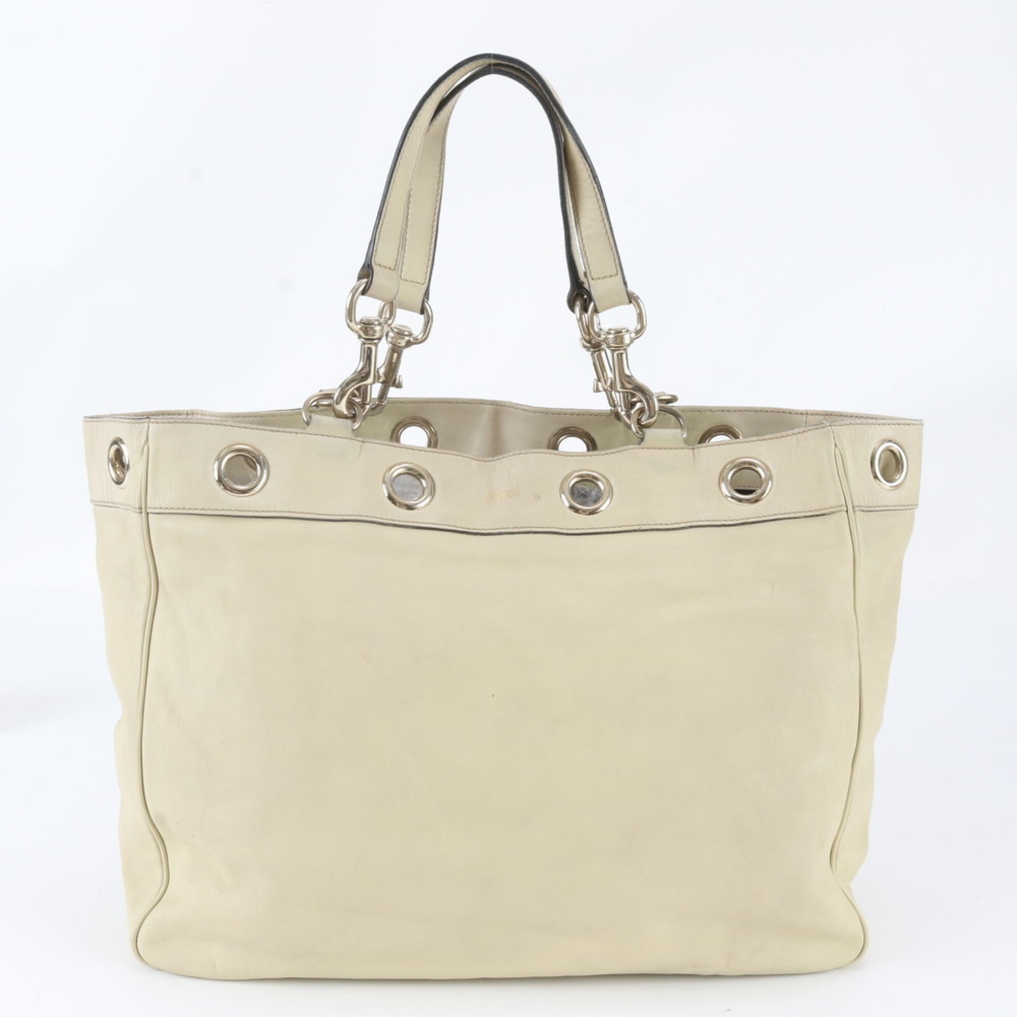 Gucci Beige Cream Leather Handbag Shoulder Bag Tote Bag (Pre-Owned)