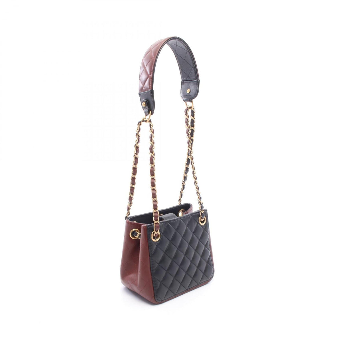 Chanel Matelasse Black Bordeaux Leather Handbag Shoulder Bag (Pre-Owned)