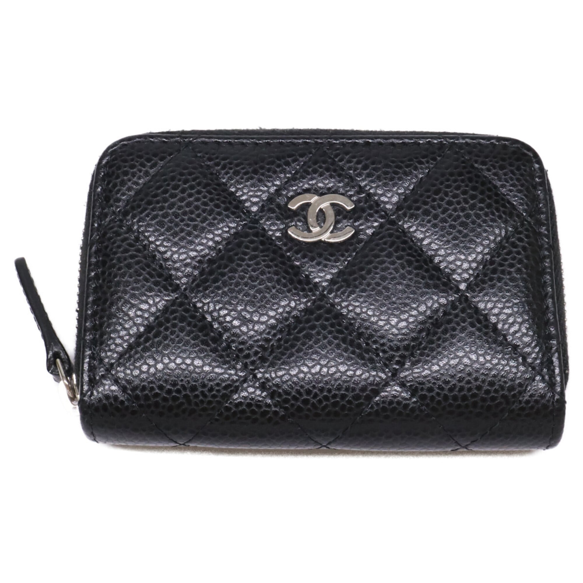 Chanel Black Grained Calfskin Coin Purse/Coin Case (Pre-Owned)