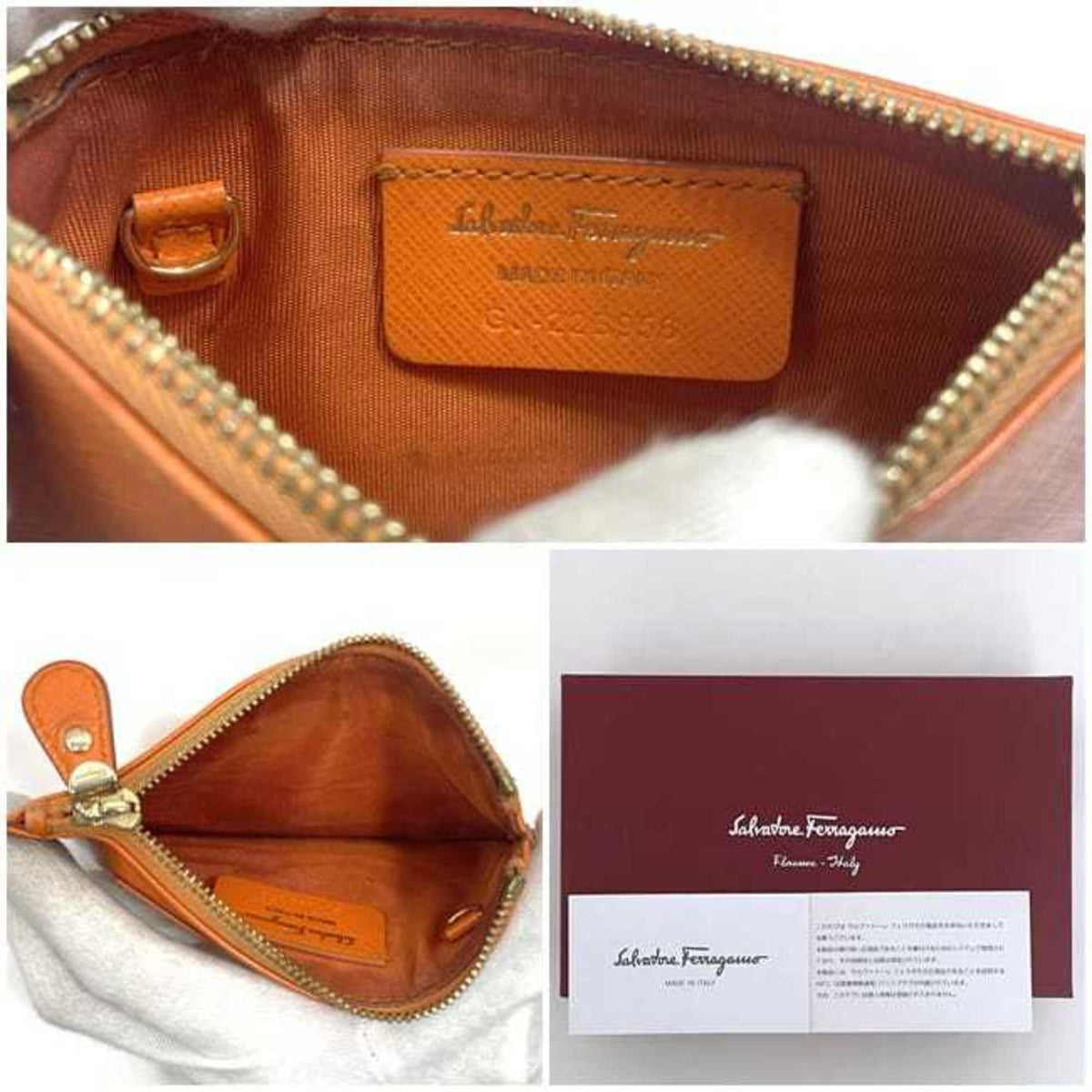 Salvatore Ferragamo Orange Leather Coin Purse/Coin Case (Pre-Owned)