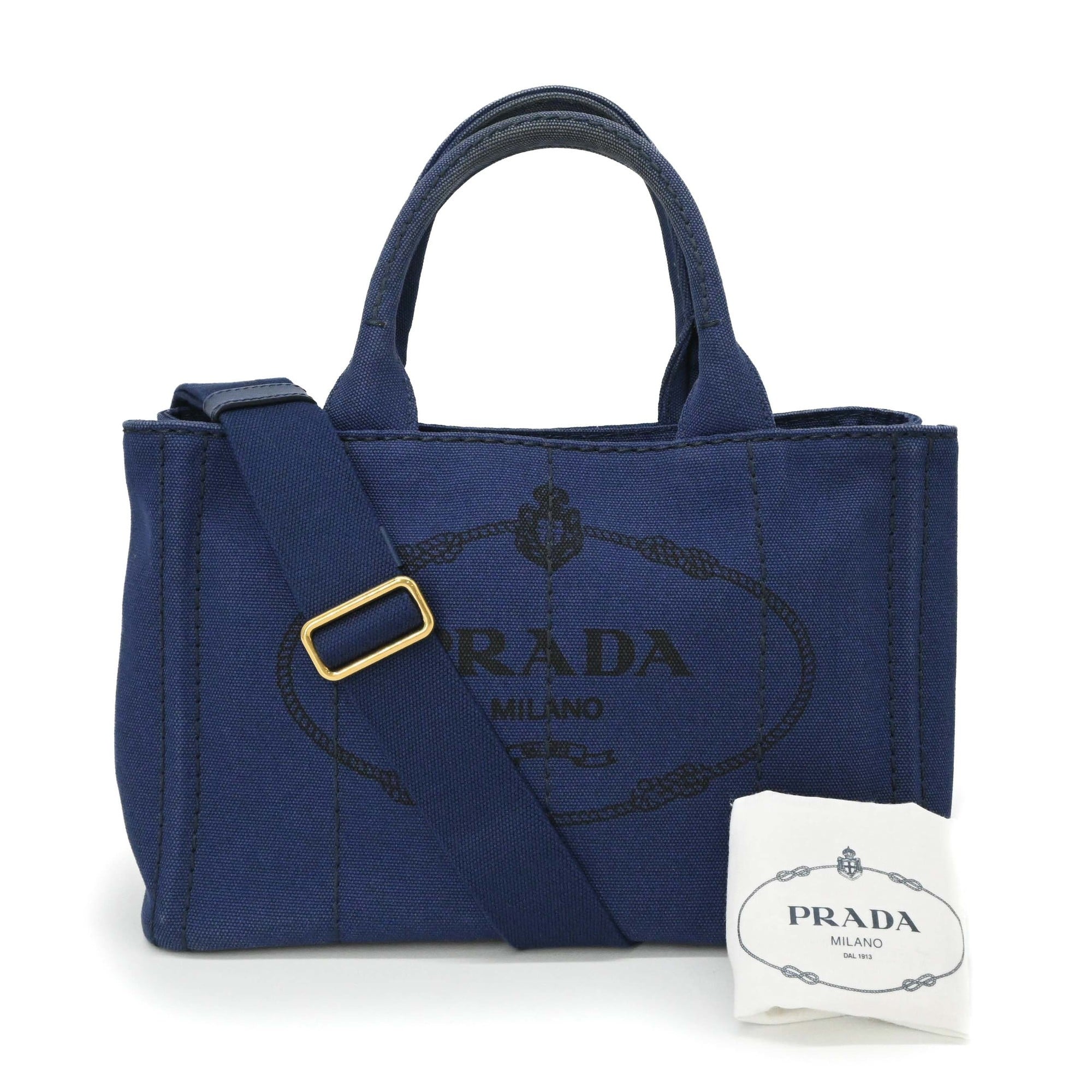 Prada Canapa Blue Canapa Handbag Tote Bag (Pre-Owned)
