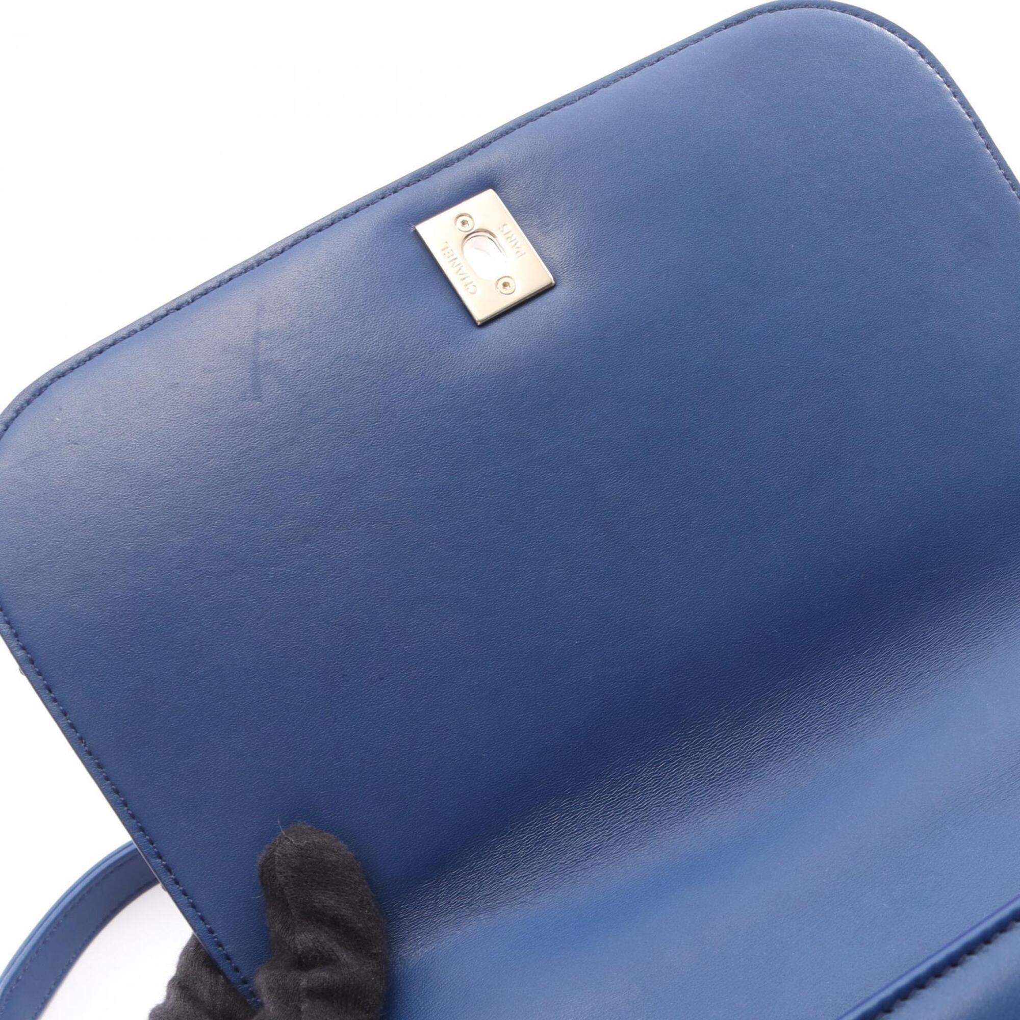 Chanel Blue Leather Handbag Shoulder Bag (Pre-Owned)