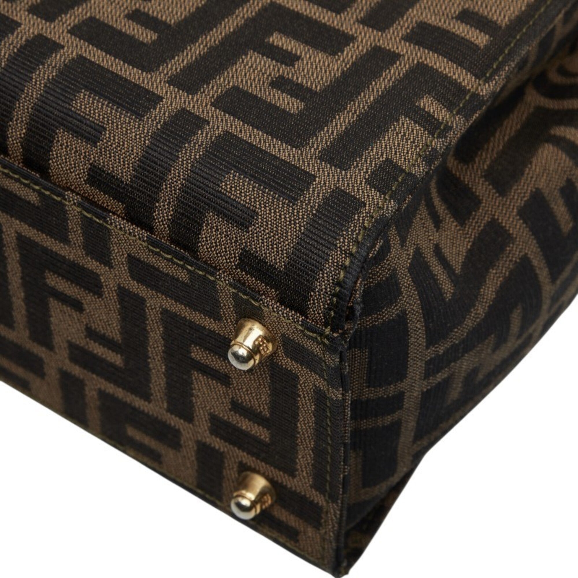 Fendi Brown Canvas Leather Handbag Shoulder Bag (Pre-Owned)