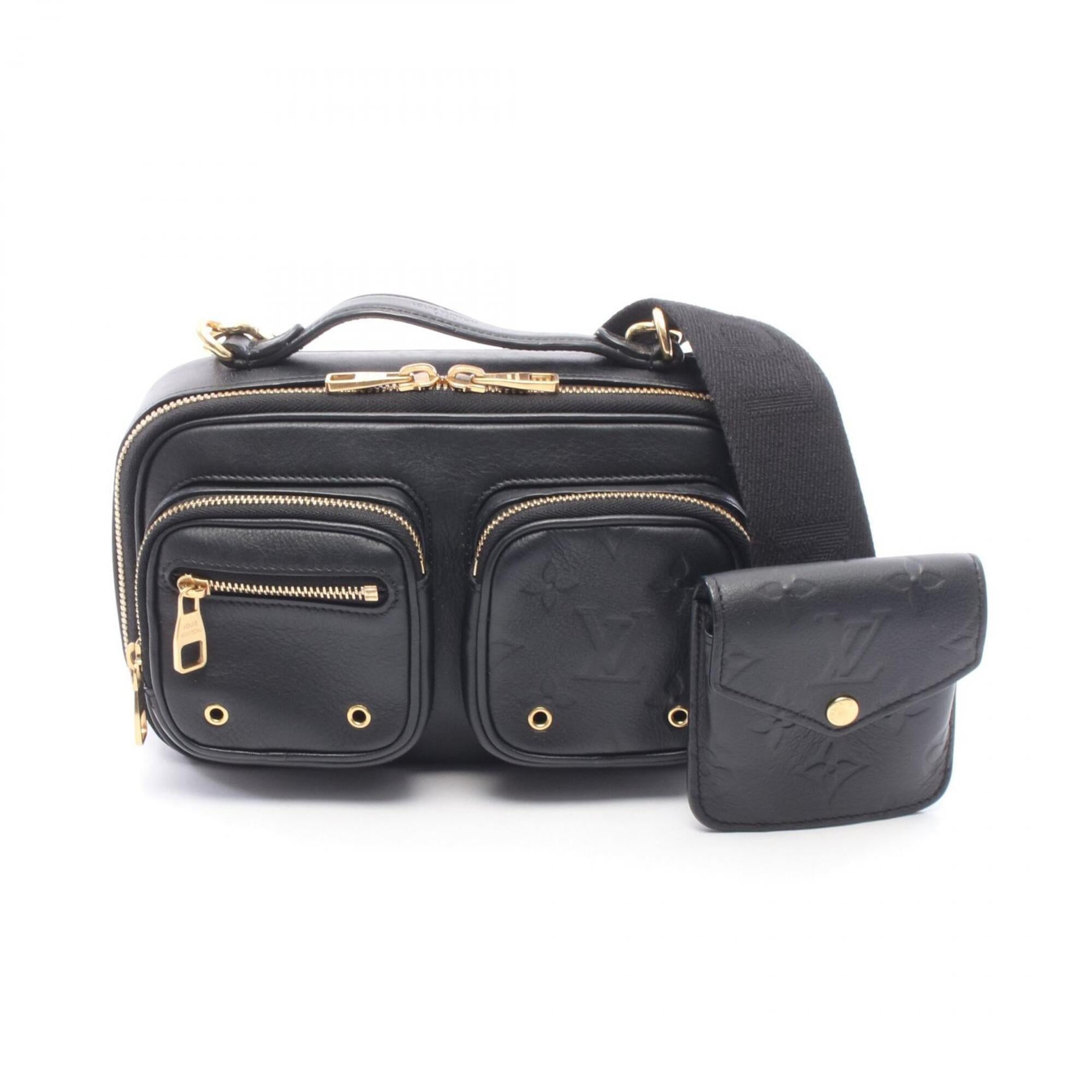 Louis Vuitton Black Leather Handbag Pouch Shoulder Bag (Pre-Owned)