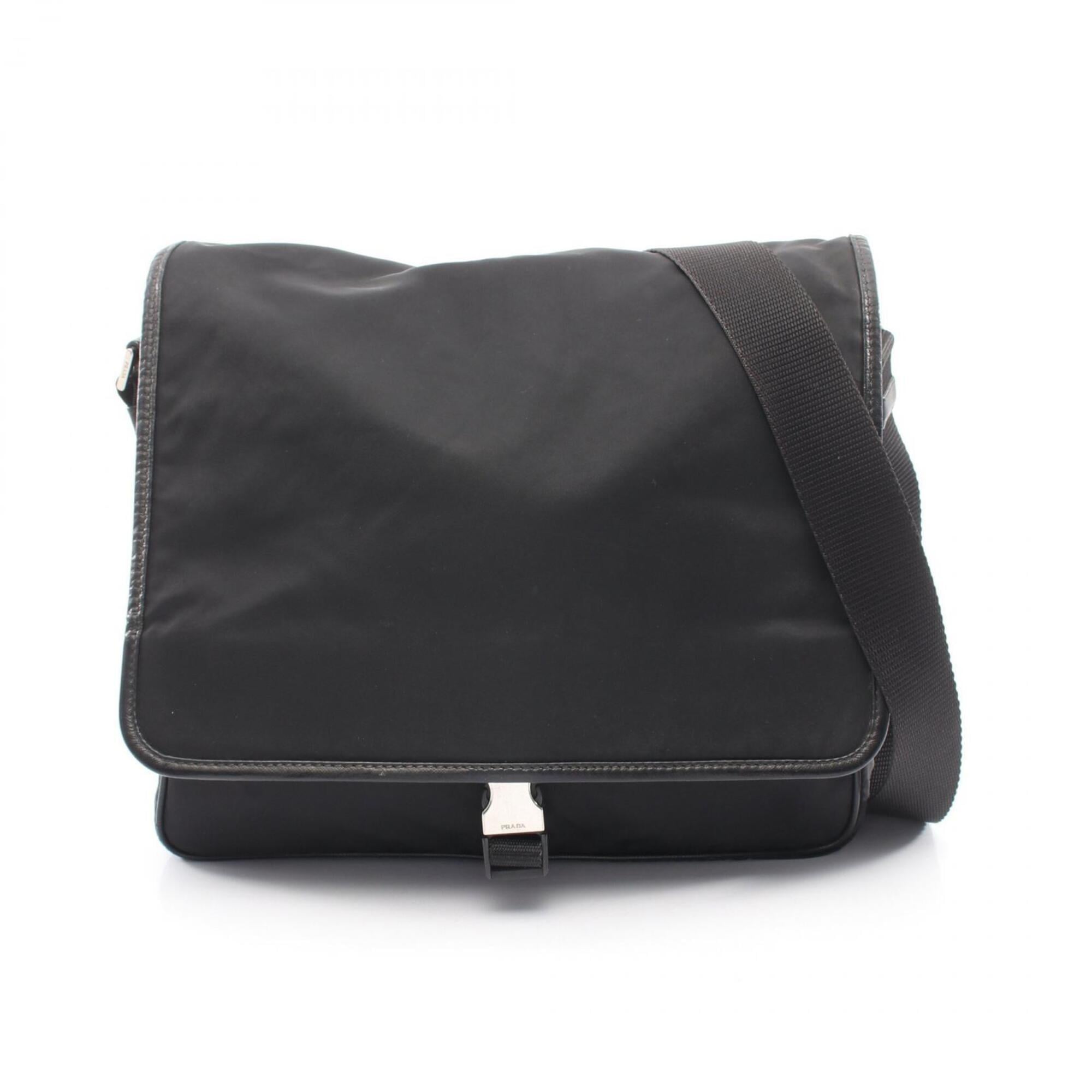 Prada Black Nylon Saffiano Triangle Handbag Messenger Bag Shoulder Bag (Pre-Owned)