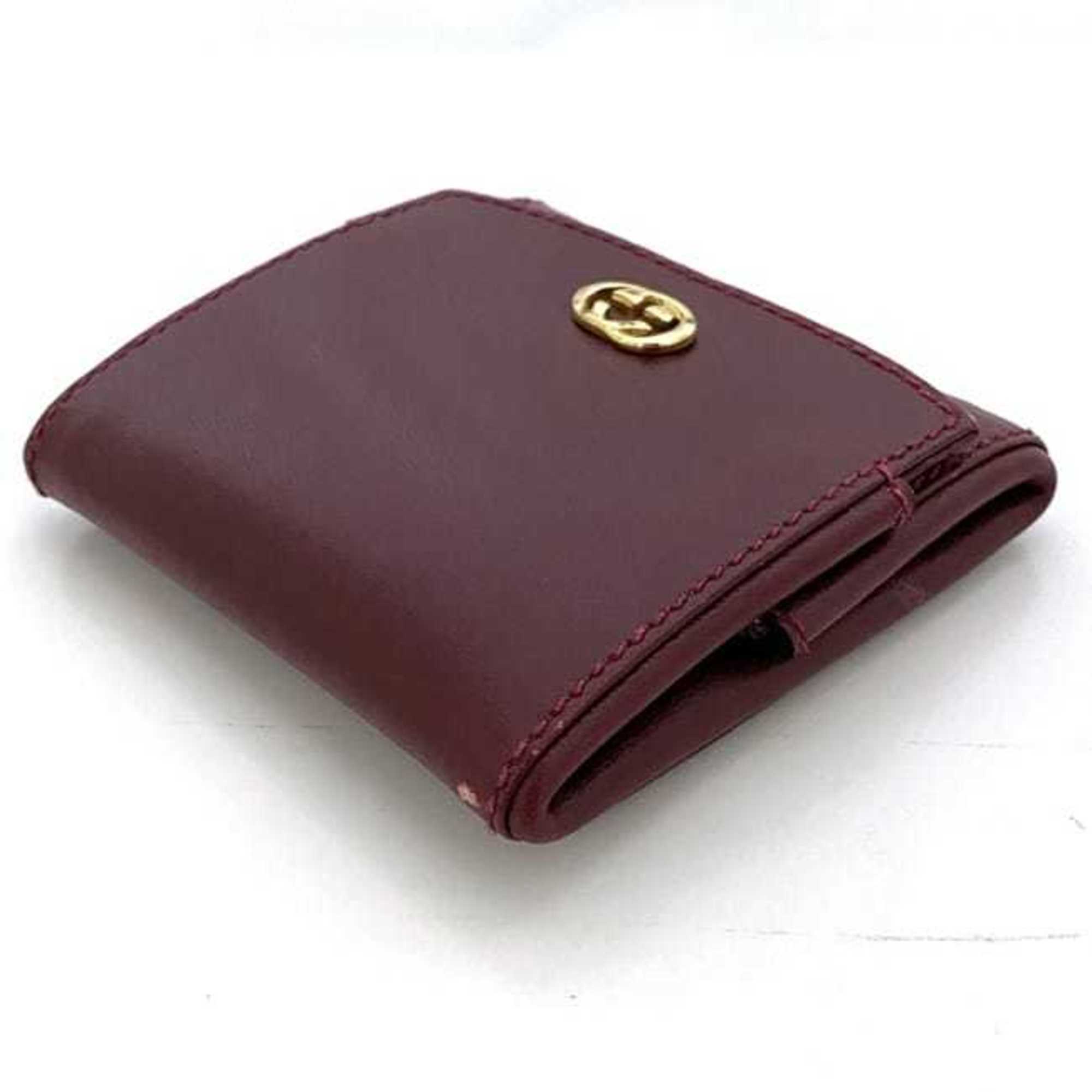 Gucci Bordeaux Leather Coin Purse/Coin Case (Pre-Owned)