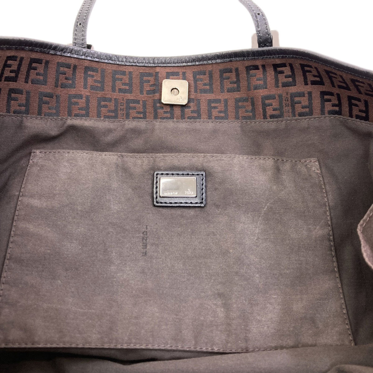 Fendi Brown Canvas Leather Tote Bag (Pre-Owned)