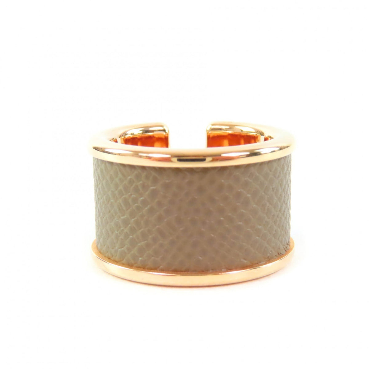 Hermes Pink Gold Etoupe Gray Metal Band Ring (Pre-Owned)