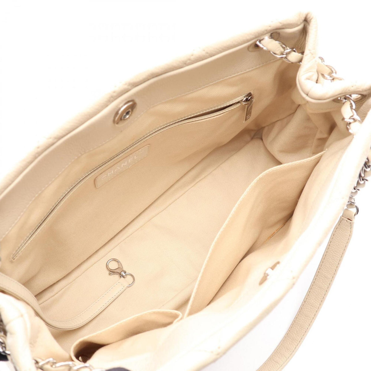Chanel Ivory Grained Calfskin Handbag Tote Bag (Pre-Owned)