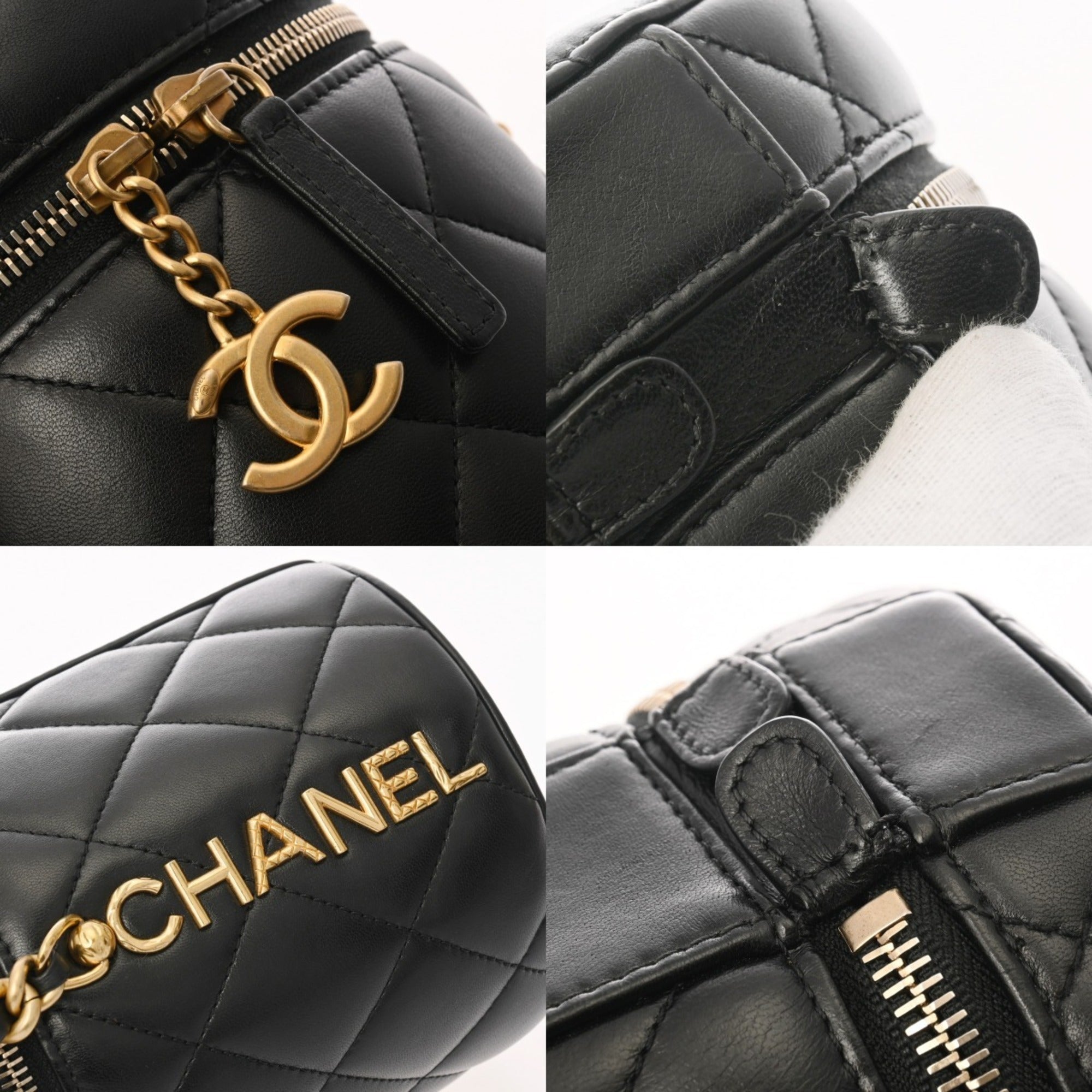 Chanel Black Gold Leather Shoulder Bag (Pre-Owned)