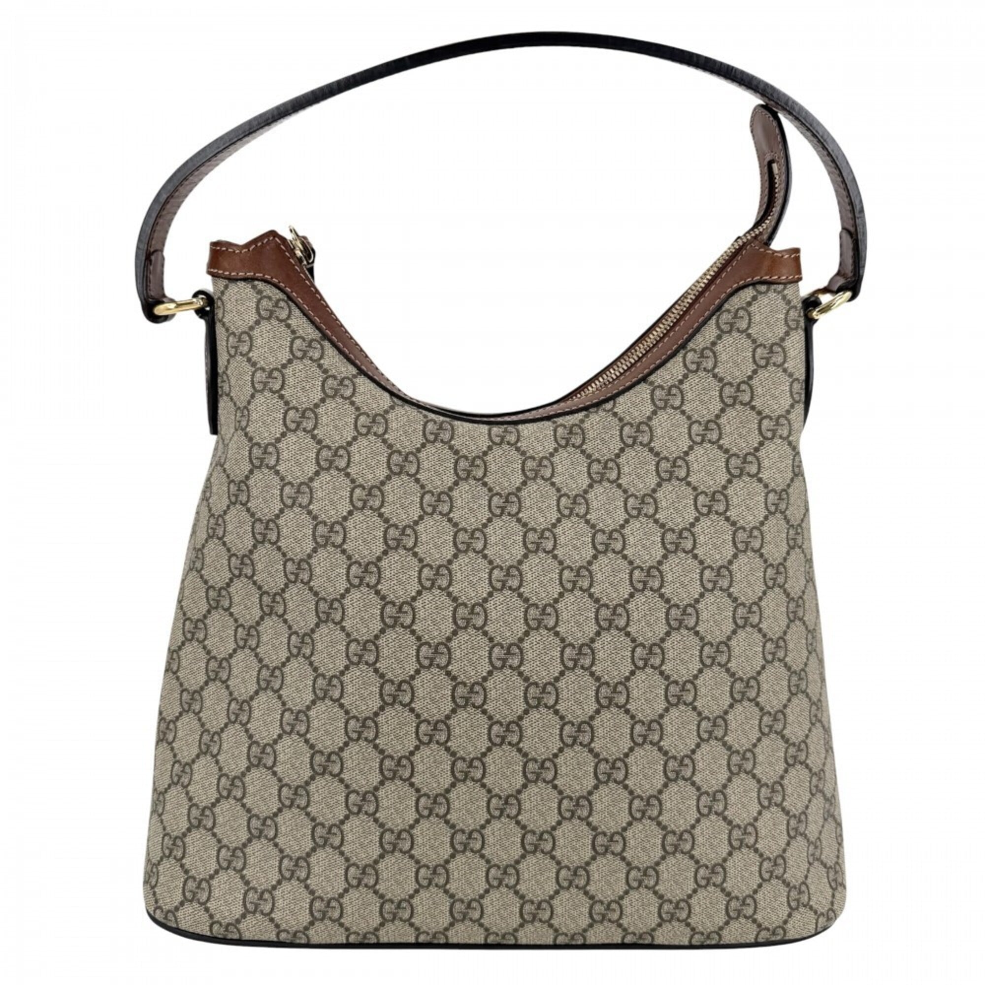 Gucci Beige Brown Gg Supreme Leather Handbag Shoulder Bag (Pre-Owned)