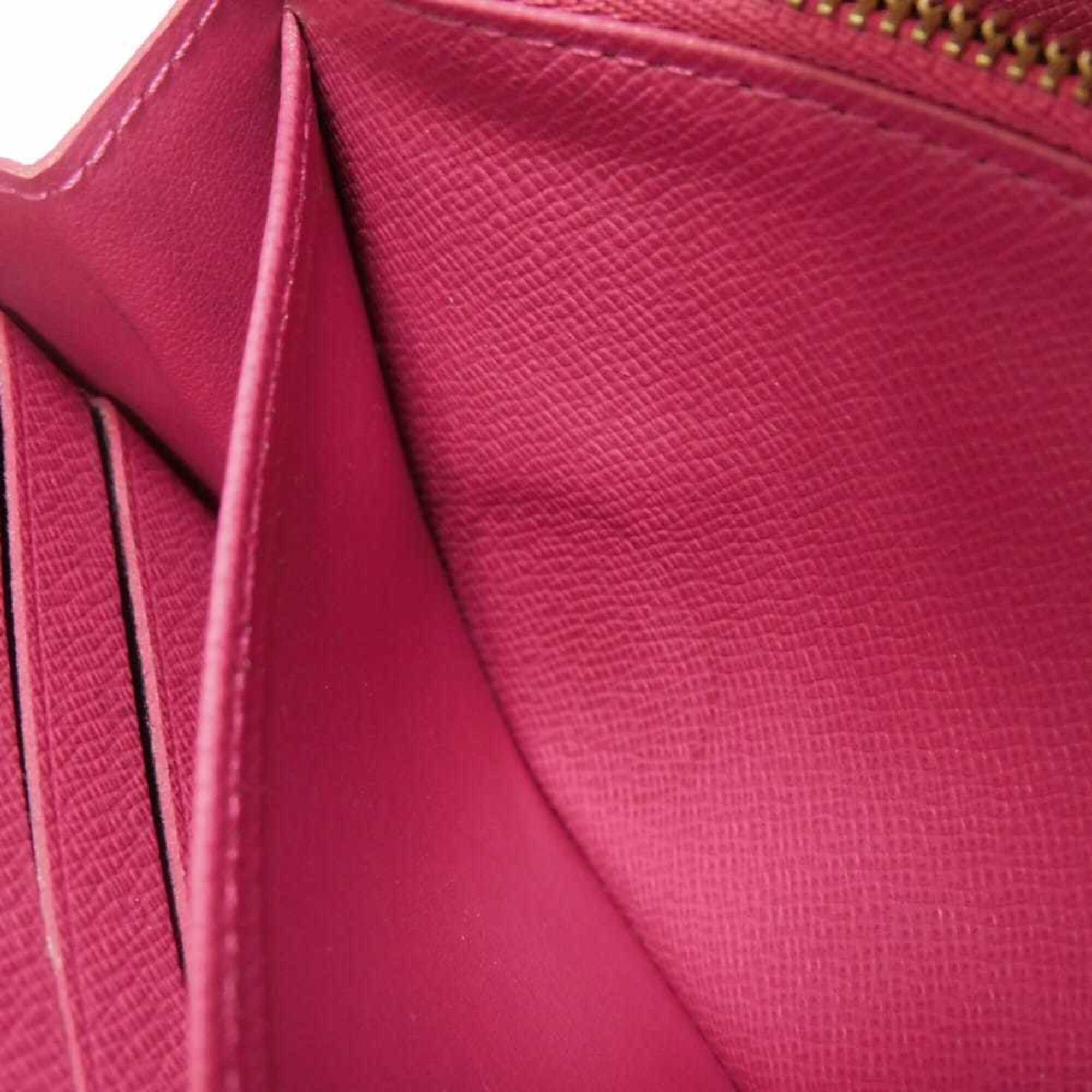 Louis Vuitton Brown Hot Pink Monogram Canvas Leather Long Wallet (Bi-Fold) (Pre-Owned)