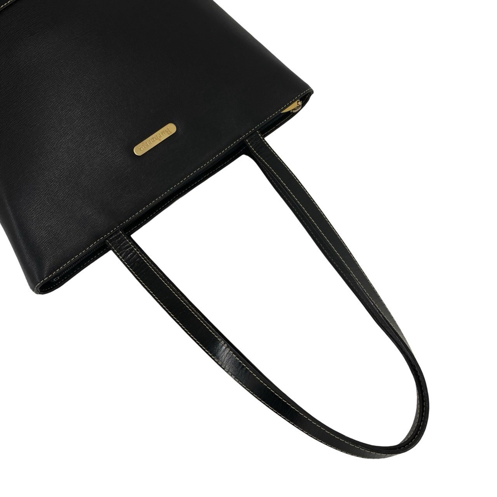 Burberry Black Leather Handbag Tote Bag (Pre-Owned)
