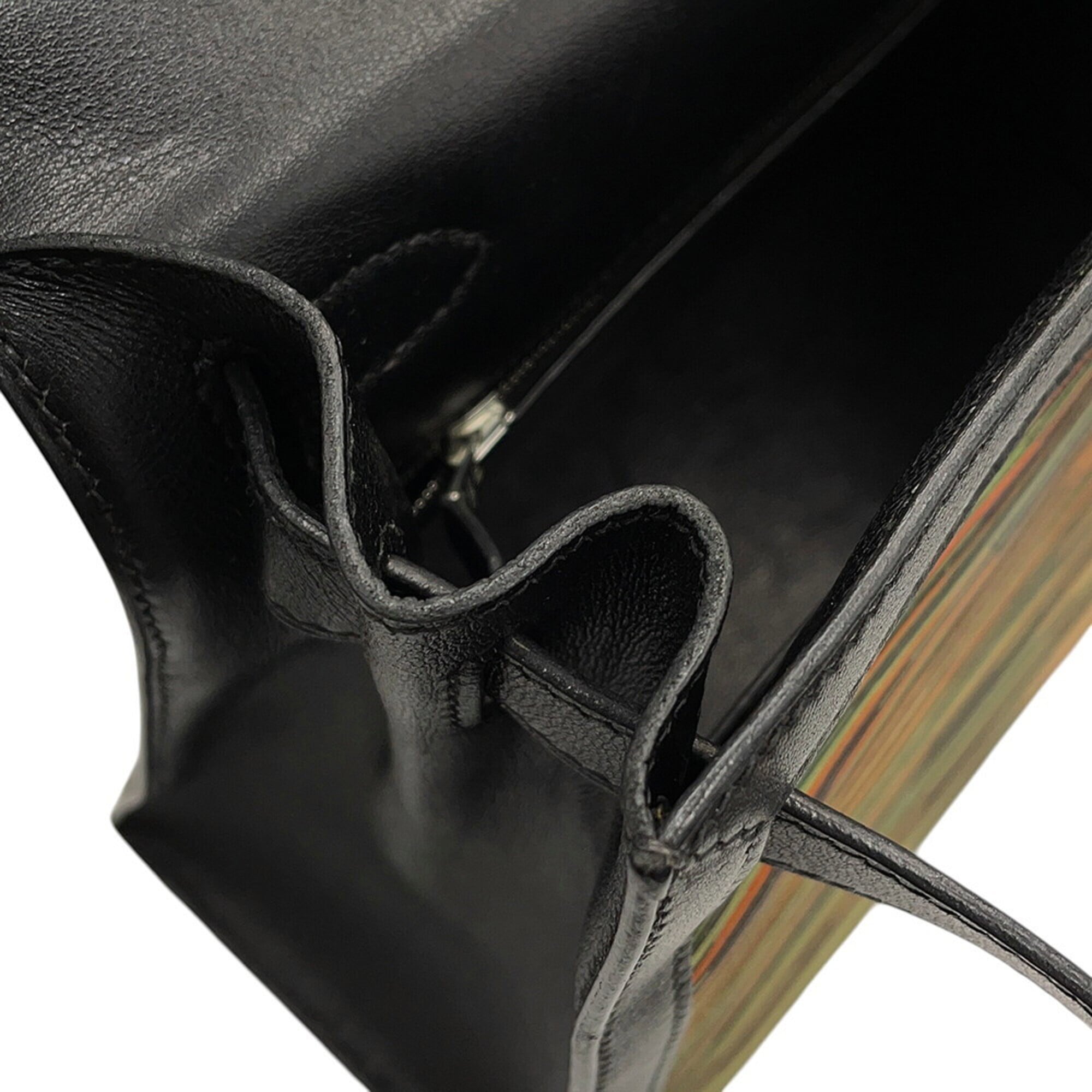 Hermes Black Green Orange Gulliver Leather Leather Handbag (Pre-Owned)