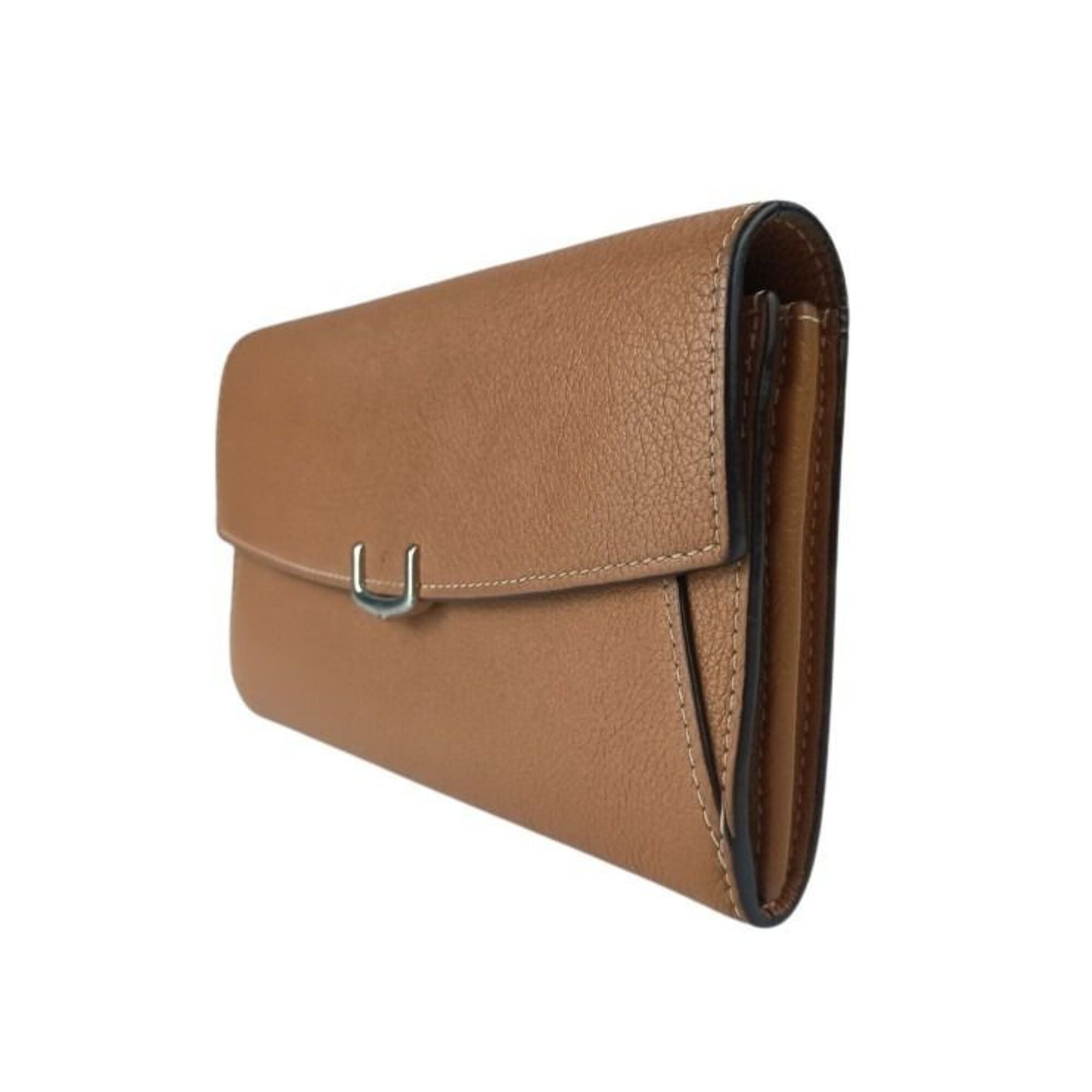 Cartier C De Cartier Brown Leather Long Wallet (Bi-Fold) (Pre-Owned)
