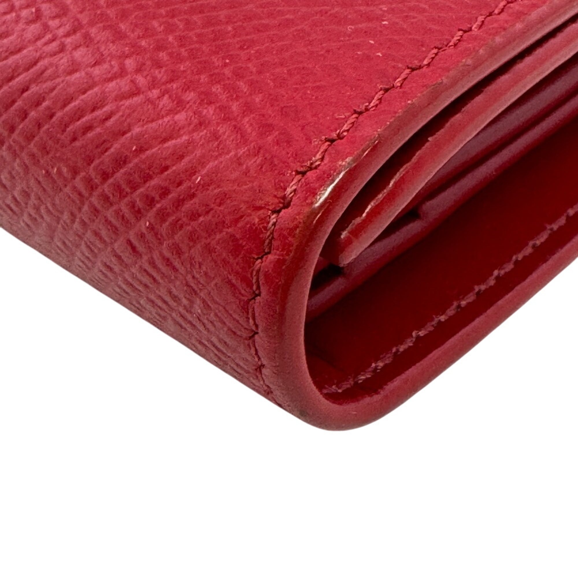 Celine Red Color Leather Wallet (Tri-Fold) (Pre-Owned)
