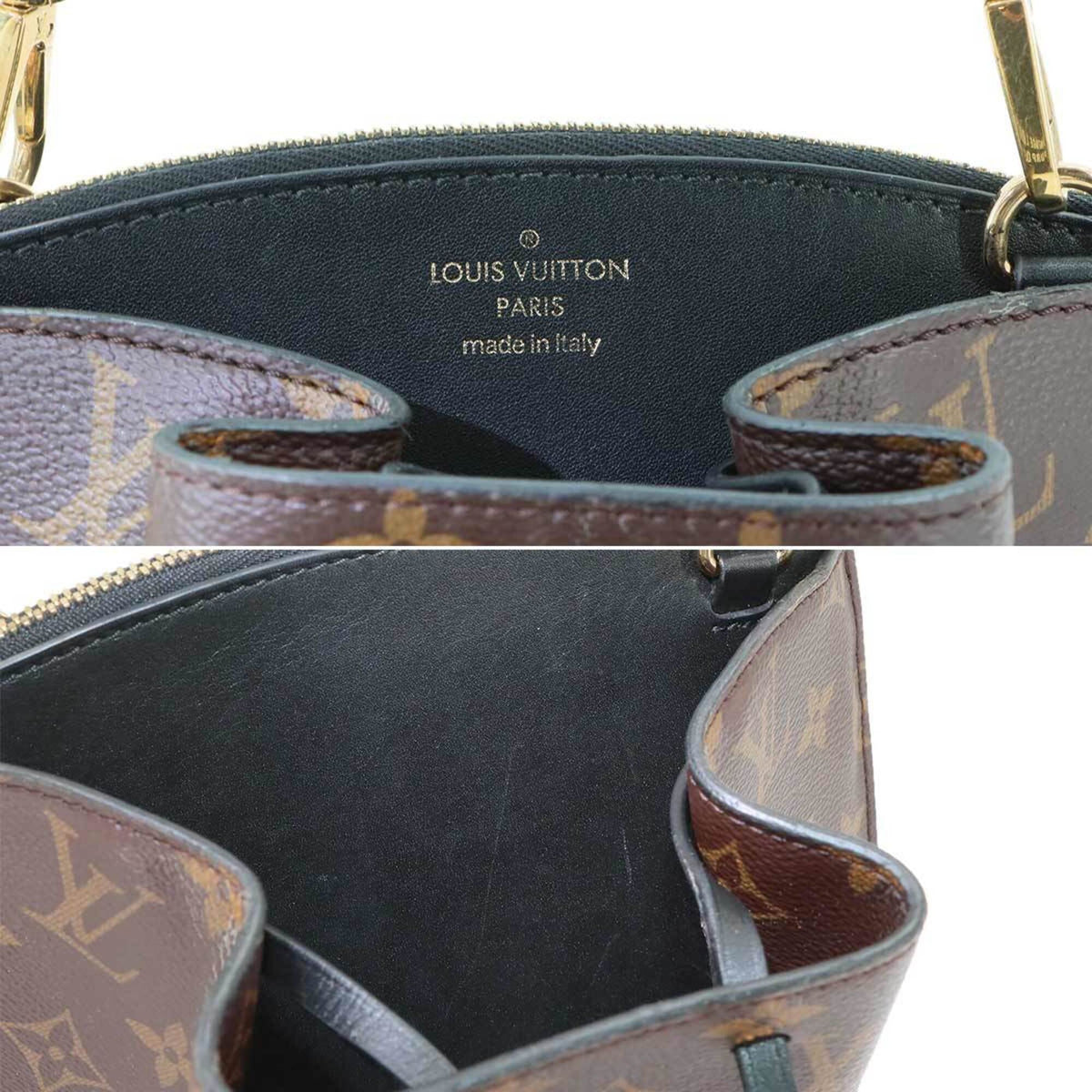 Louis Vuitton Black Brown Monogram Monogram Canvas Leather Handbag Shoulder Bag (Pre-Owned)