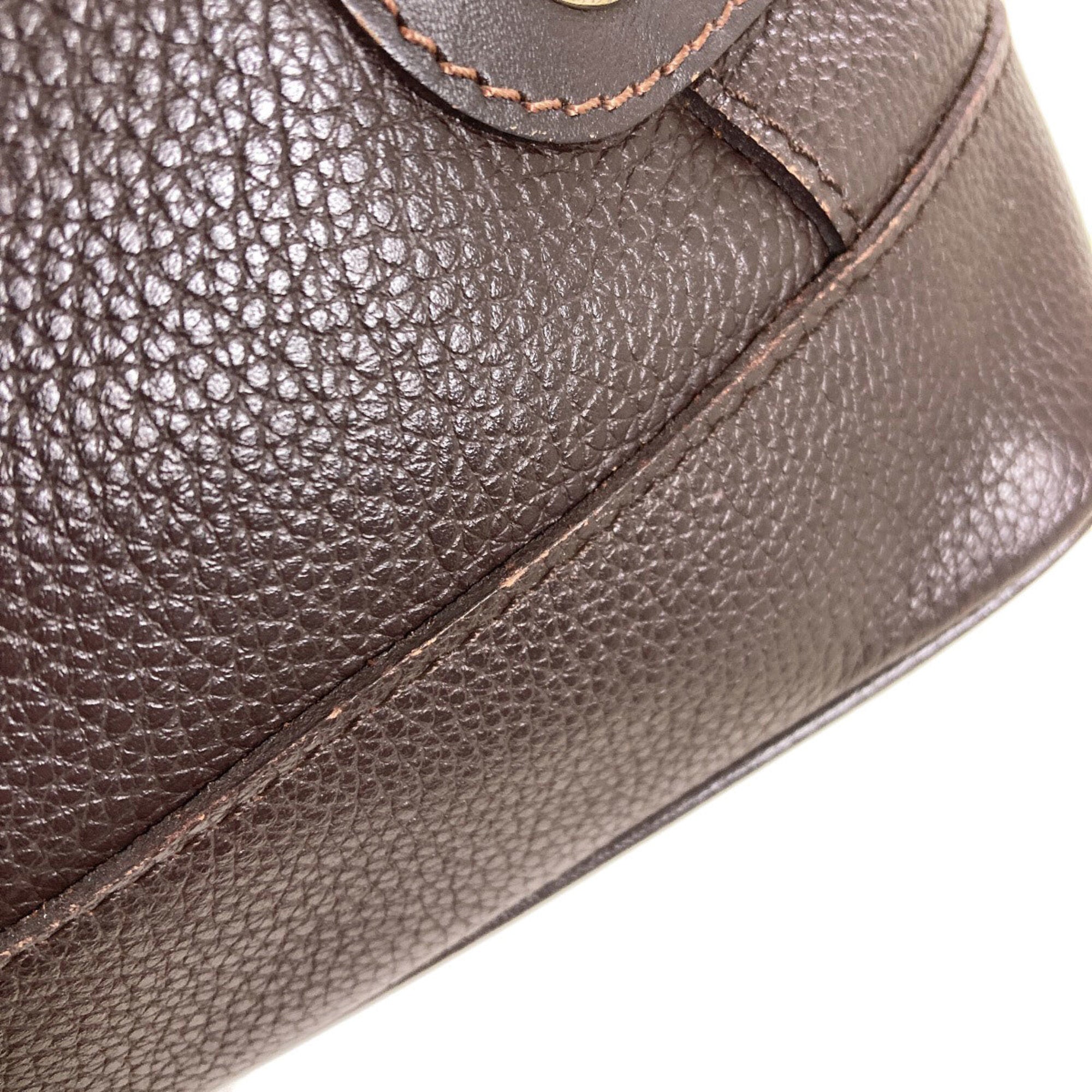 Longchamp Dark Brown Leather Shoulder Bag (Pre-Owned)