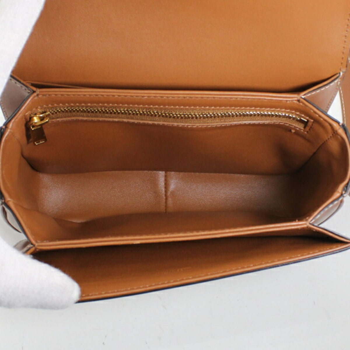 Celine Brown White Canvas Leather Shoulder Bag (Pre-Owned)