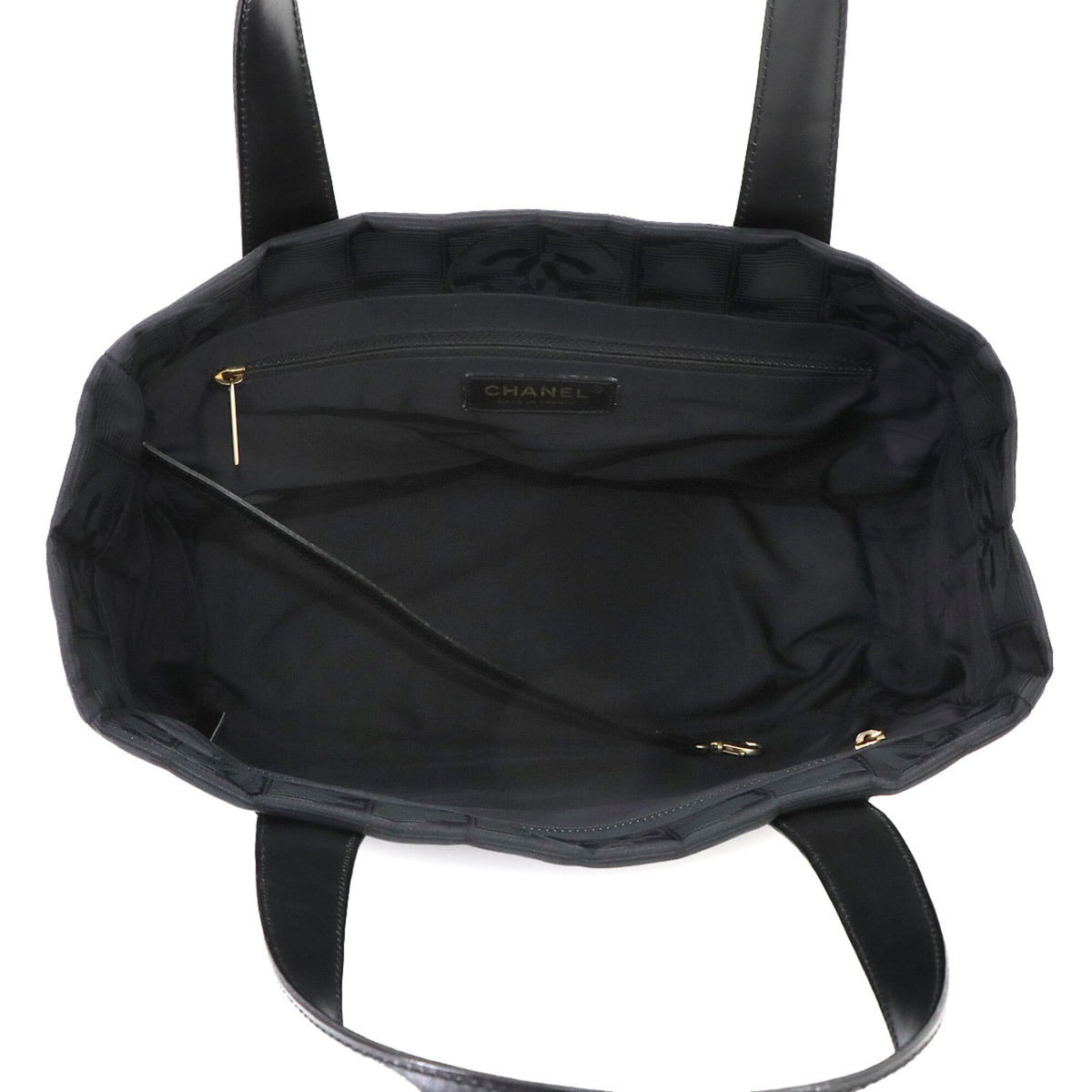 Chanel Black Jacquard Leather Handbag Tote Bag (Pre-Owned)