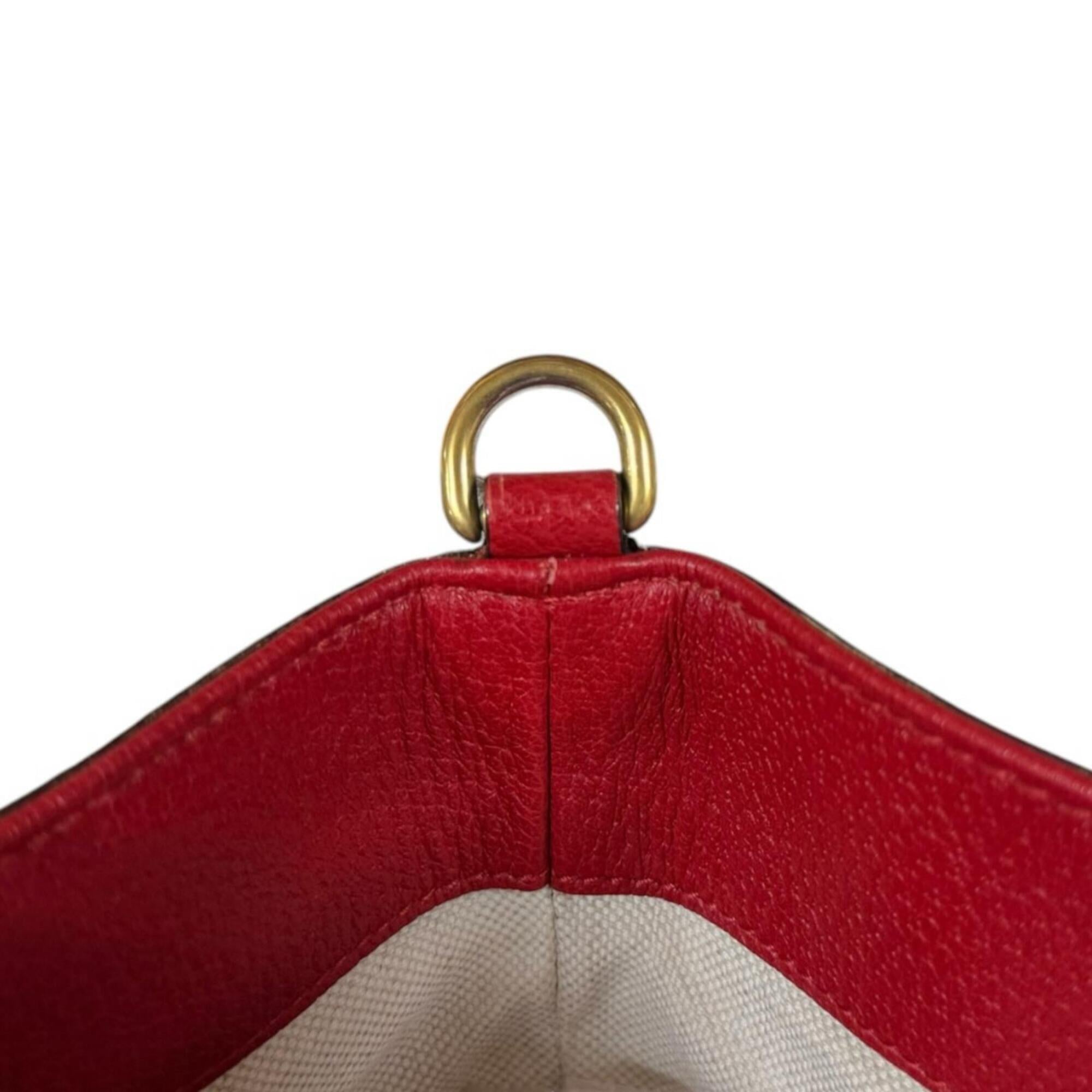 Gucci Brown Red Color Gg Supreme Canvas Shoulder Bag (Pre-Owned)
