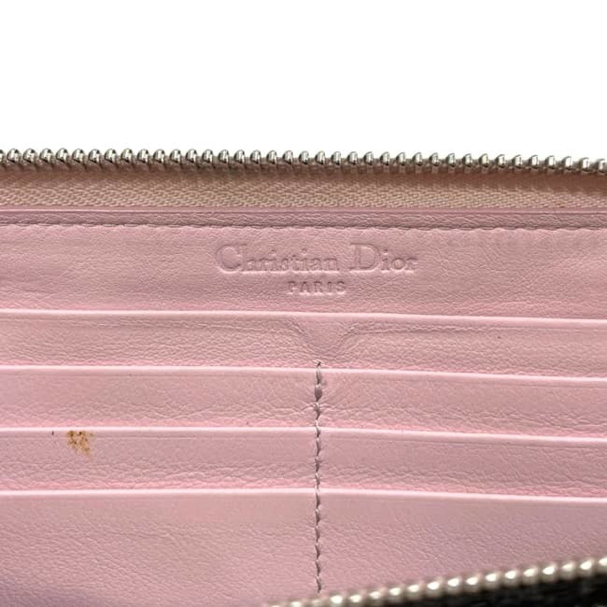 Christian Dior Beige Orange Patent Leather Leather Long Wallet (Bi-Fold) (Pre-Owned)