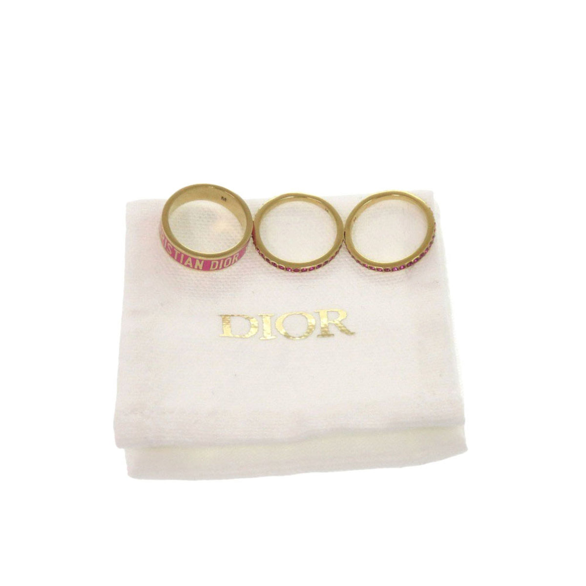 Christian Dior Gold Pink Metal Band Ring (Pre-Owned)