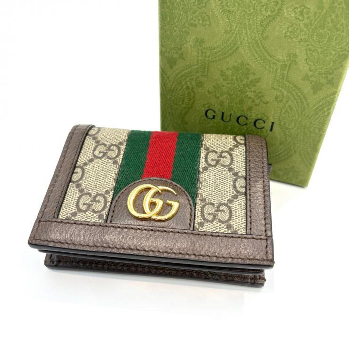 Gucci Beige Brown Gg Supreme Leather Wallet (Bi-Fold) (Pre-Owned)