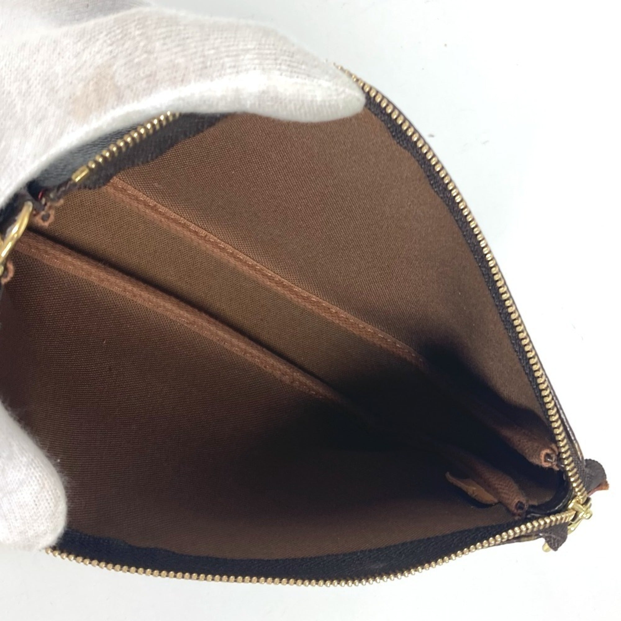 Louis Vuitton Monogram Brown Monogram Cherry Red Color Pochette Pouch (Pre-Owned)