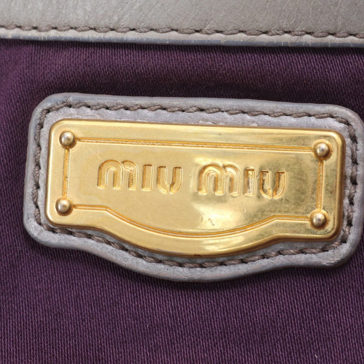 Miu Miu Gray Leather Handbag Shoulder Bag Tote Bag (Pre-Owned)