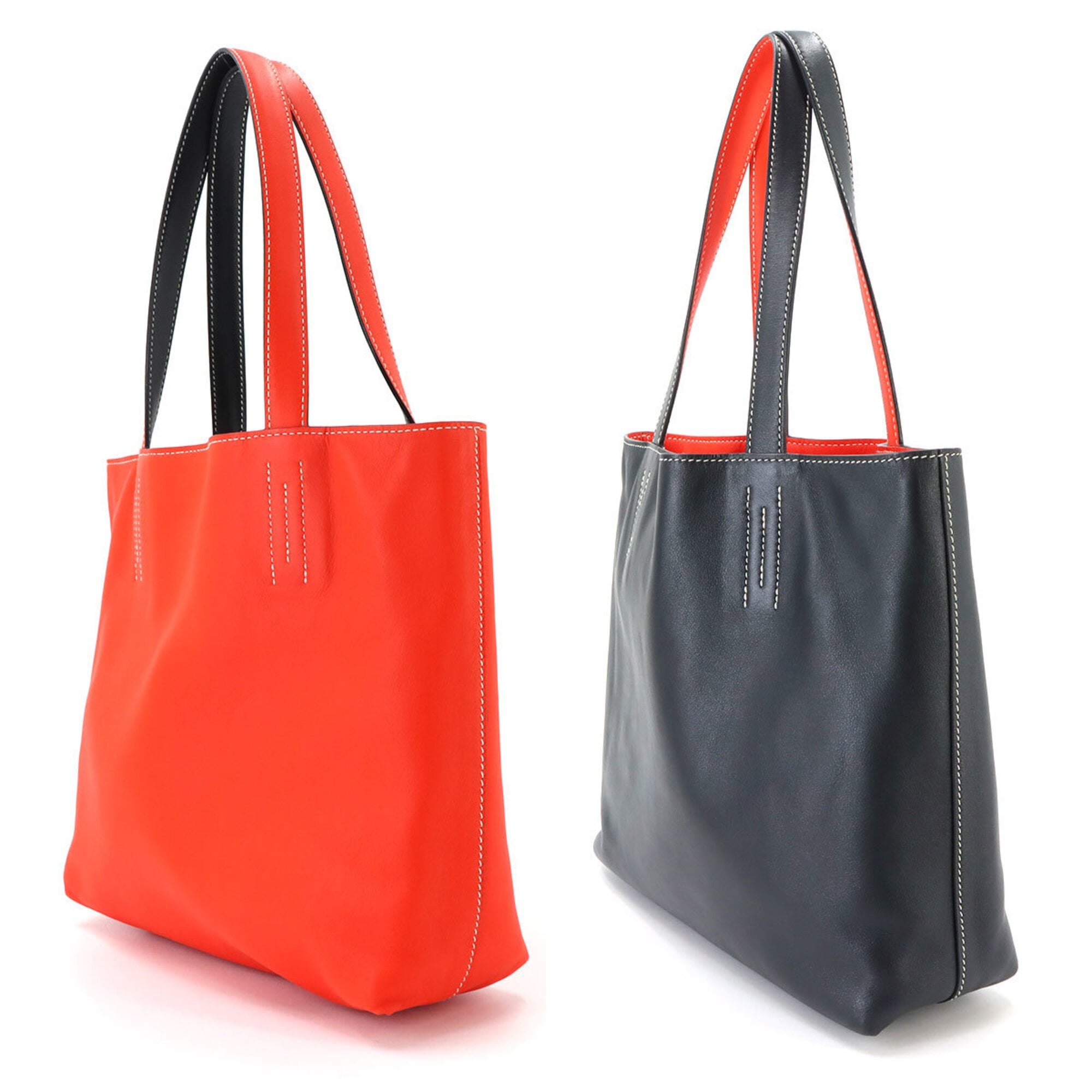 Hermes Black Orange Handbag Tote Bag (Pre-Owned)