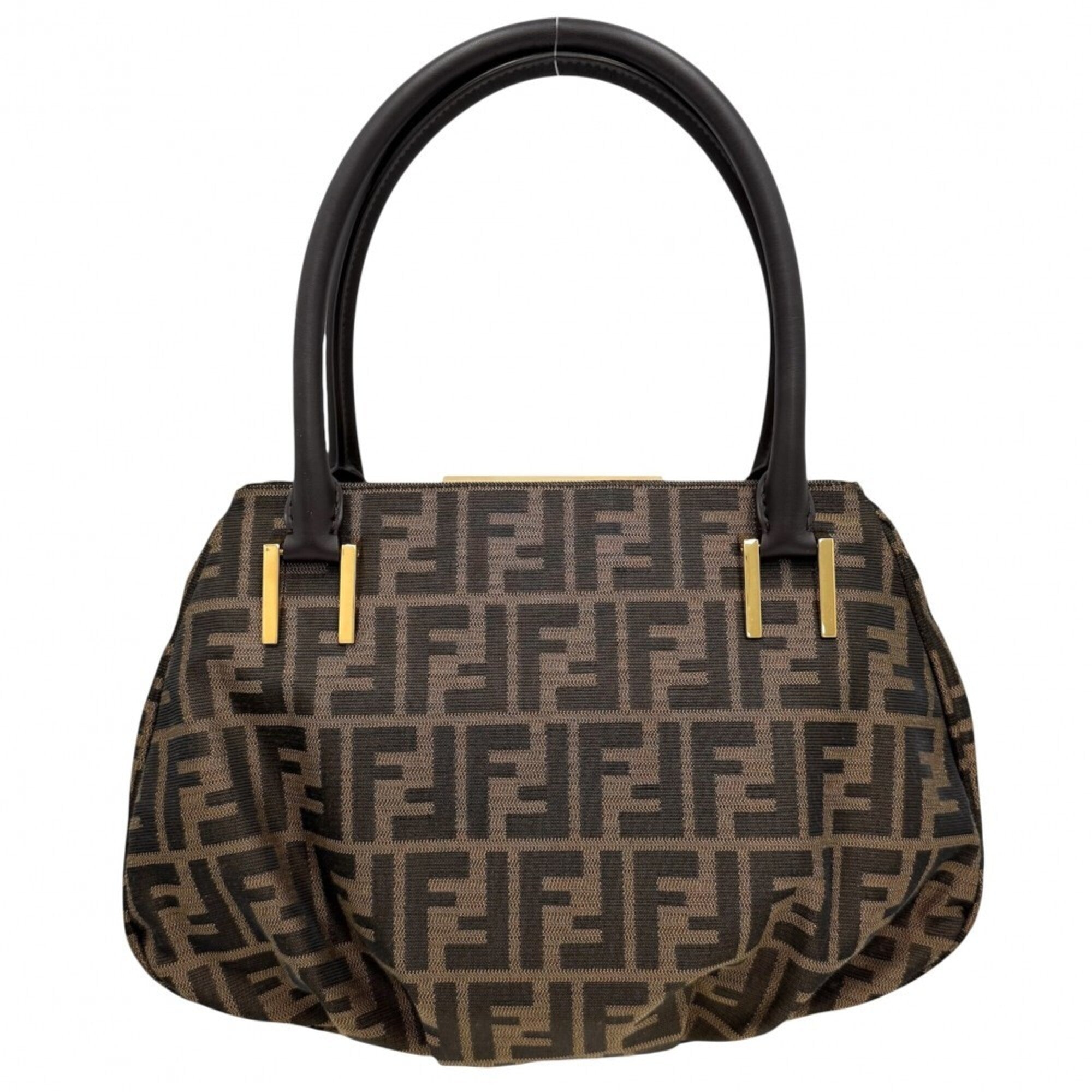 Fendi Brown Canvas Leather Handbag (Pre-Owned)