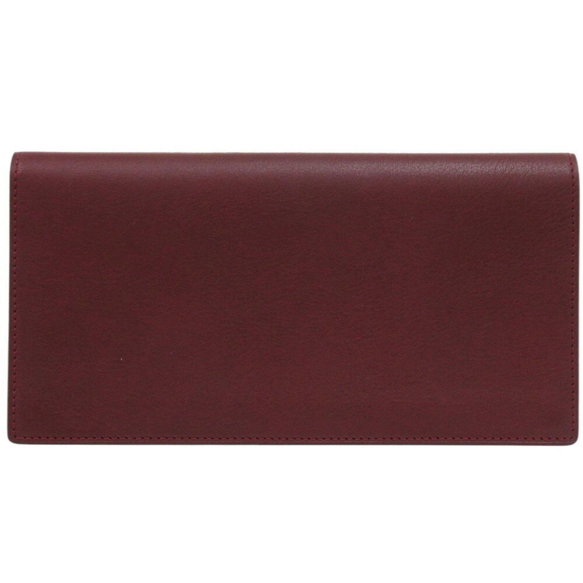 Cartier Bordeaux Red Color Leather Long Wallet (Bi-Fold) (Pre-Owned)