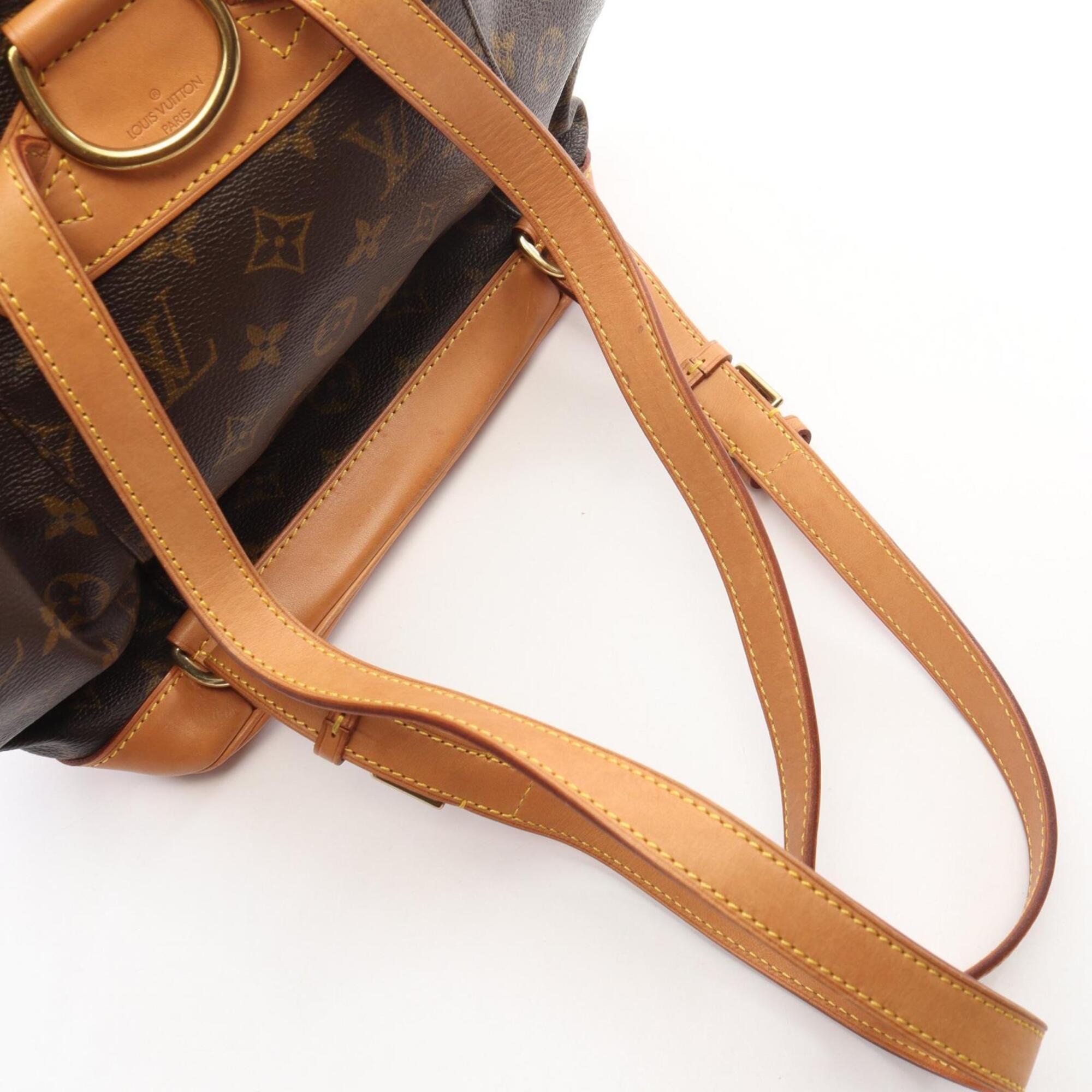 Louis Vuitton Brown Coated Canvas Leather Backpack Handbag (Pre-Owned)