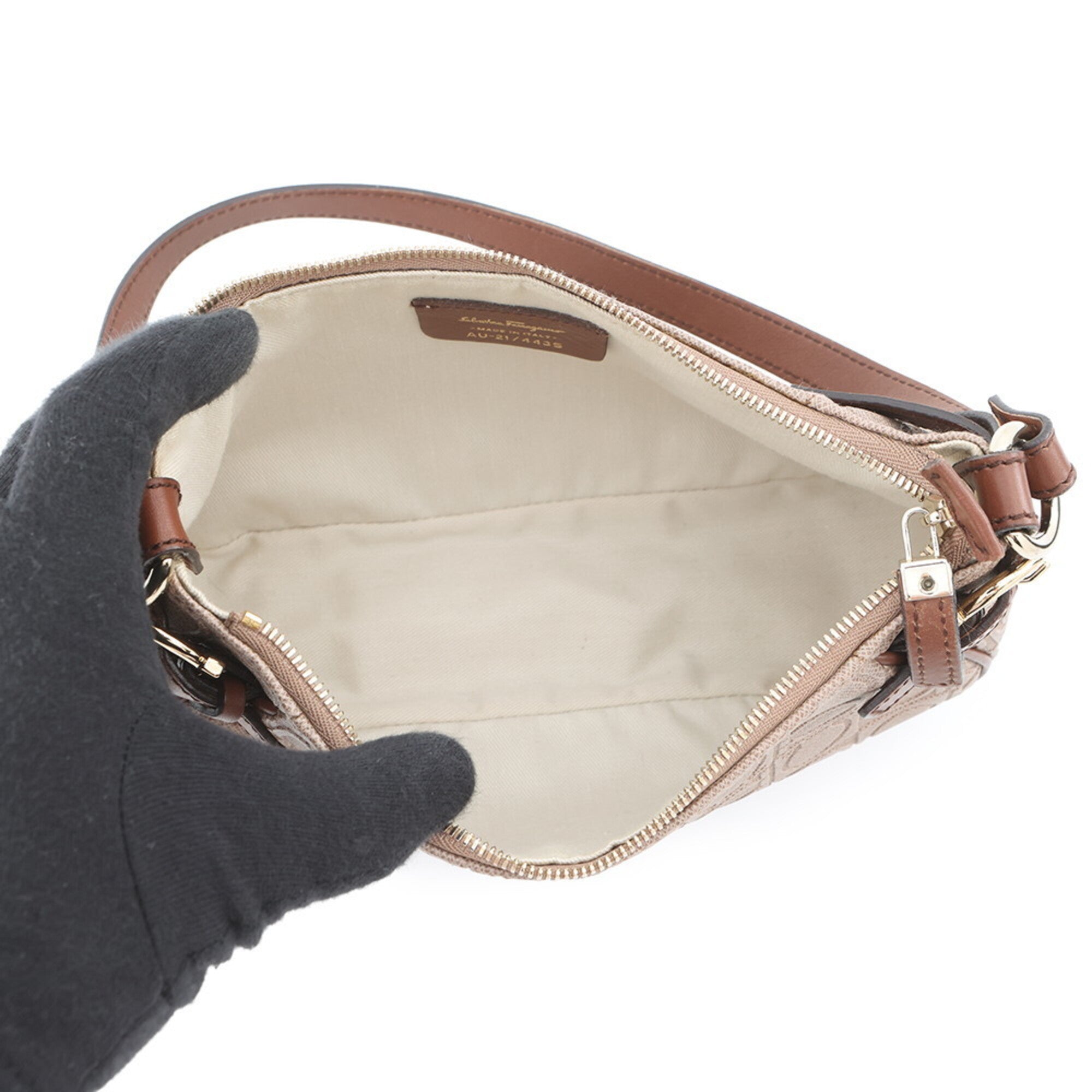 Salvatore Ferragamo Brown Pvc Handbag Pouch (Pre-Owned)