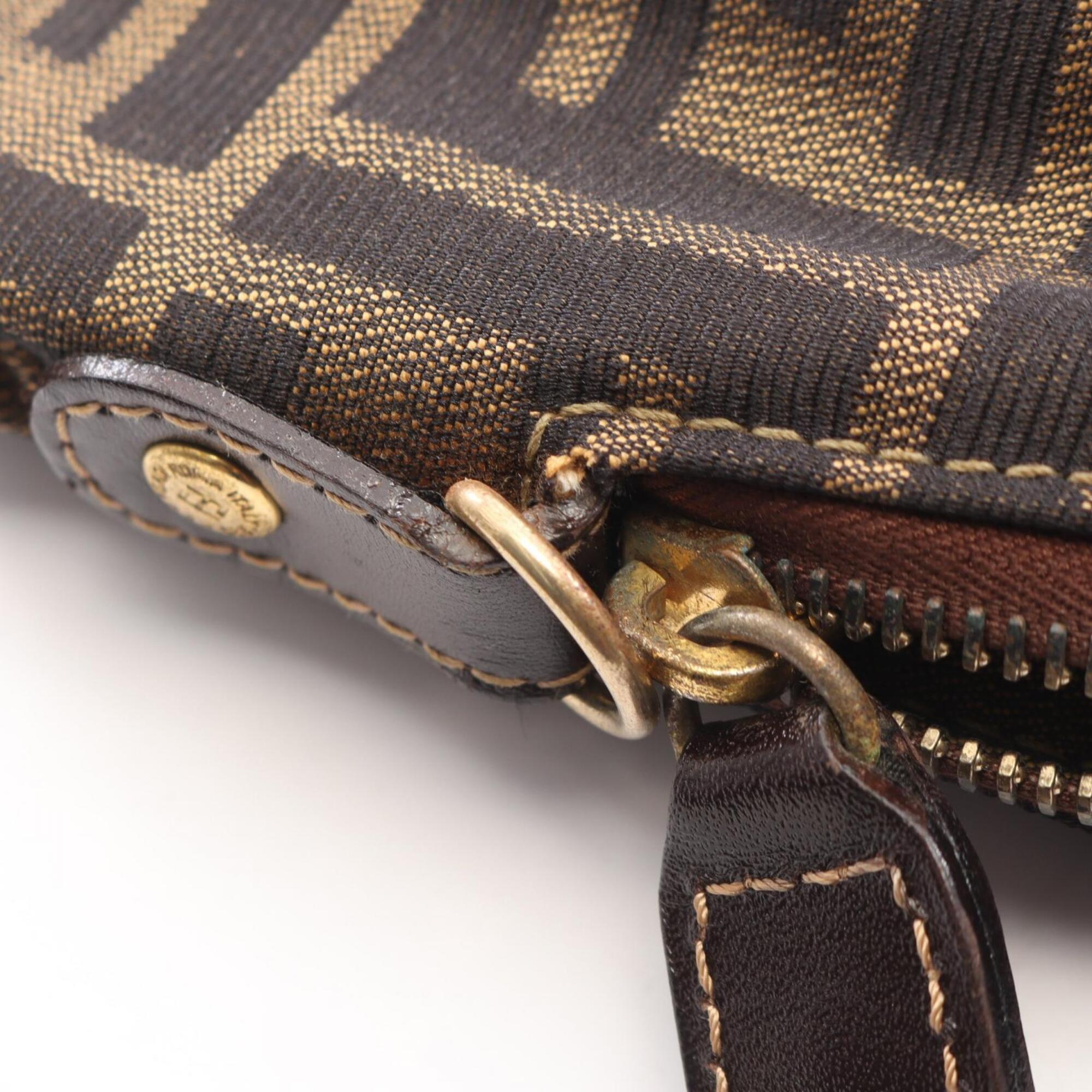 Fendi Brown Canvas Leather Handbag (Pre-Owned)