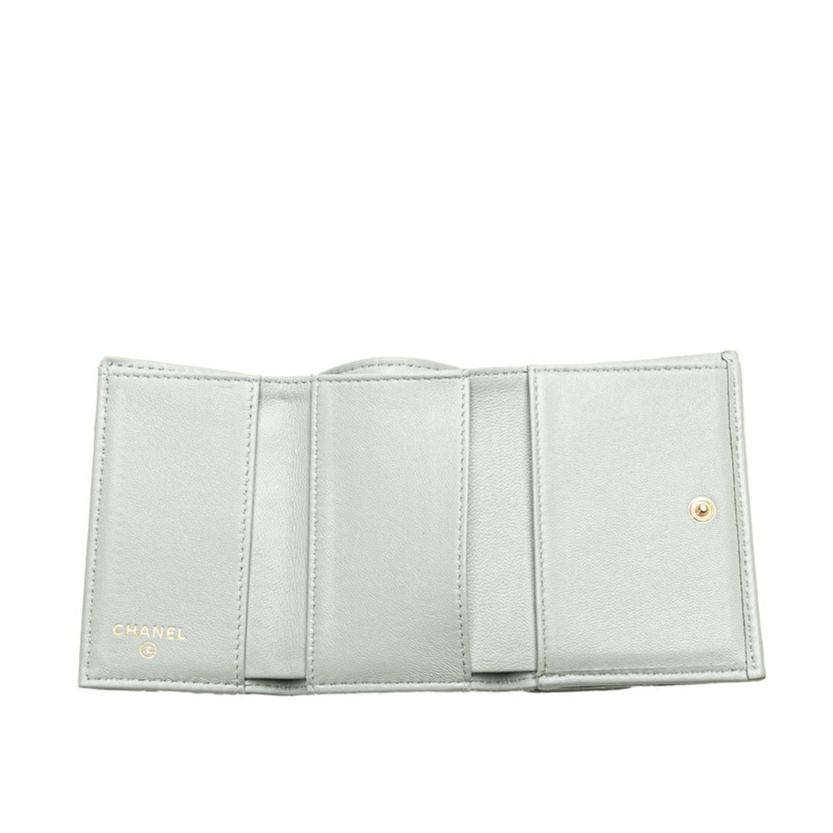 Chanel Gray Leather Wallet (Tri-Fold) (Pre-Owned)