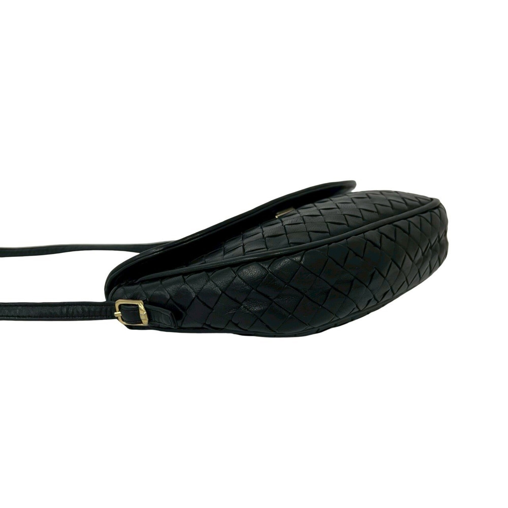 Bottega Veneta Black Leather Pochette Shoulder Bag (Pre-Owned)