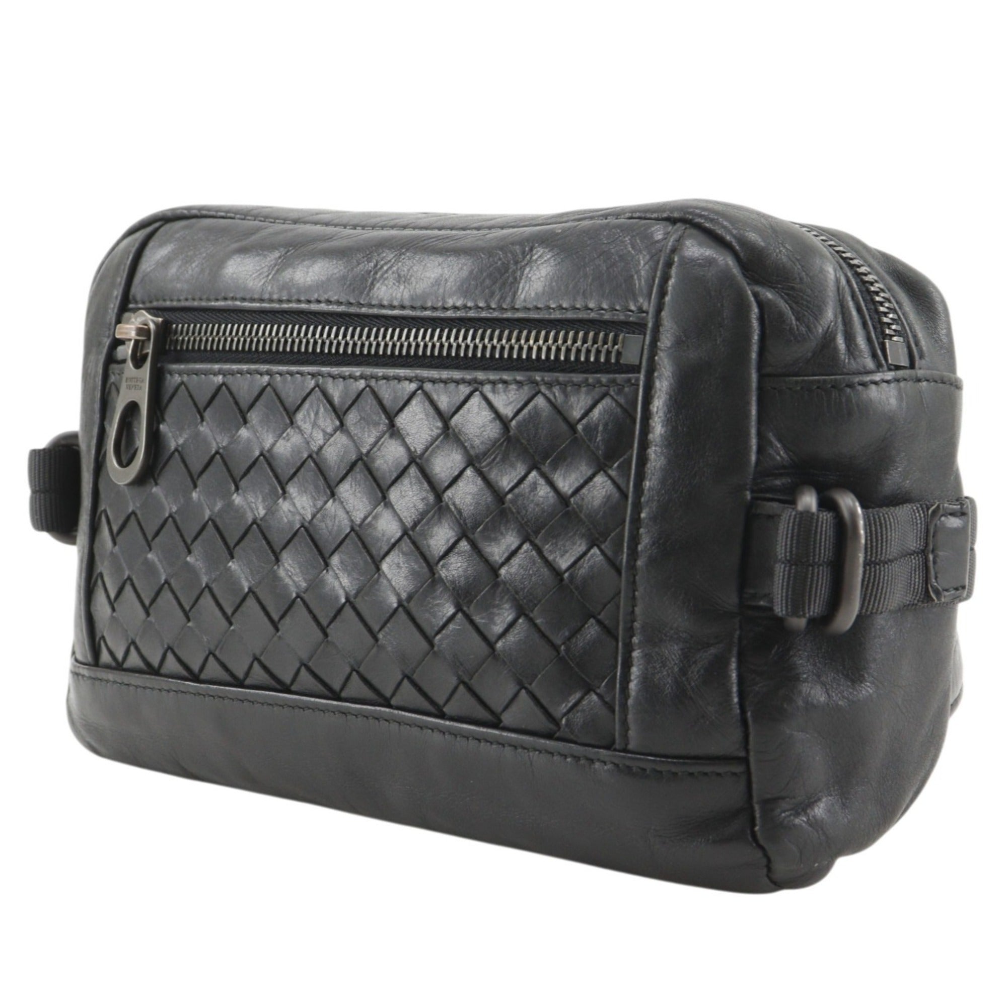 Bottega Veneta Intrecciato Black Leather Fanny Pack (Pre-Owned)