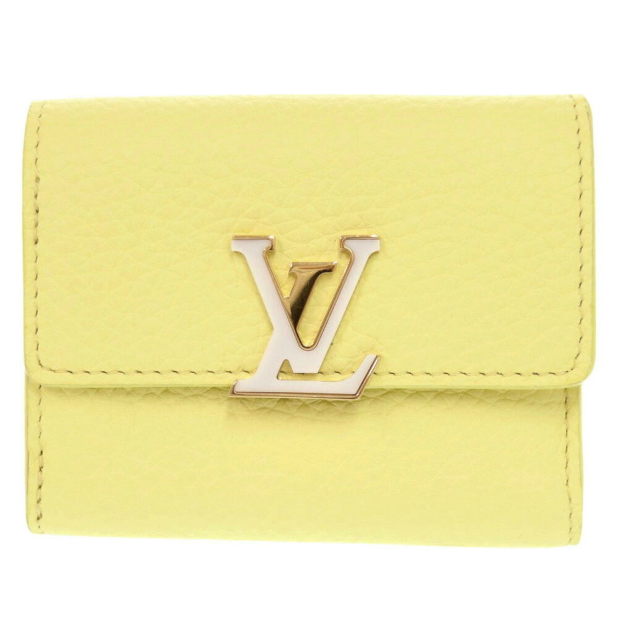 Louis Vuitton Yellow Leather Wallet (Tri-Fold) (Pre-Owned)