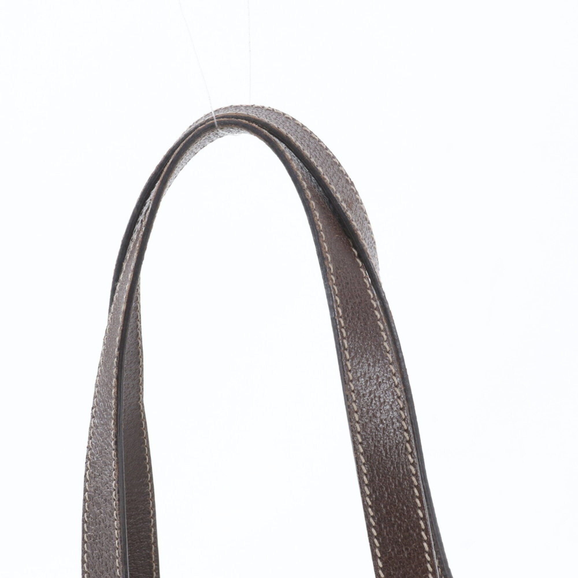 Gucci Brown Leather Canvas Handbag (Pre-Owned)