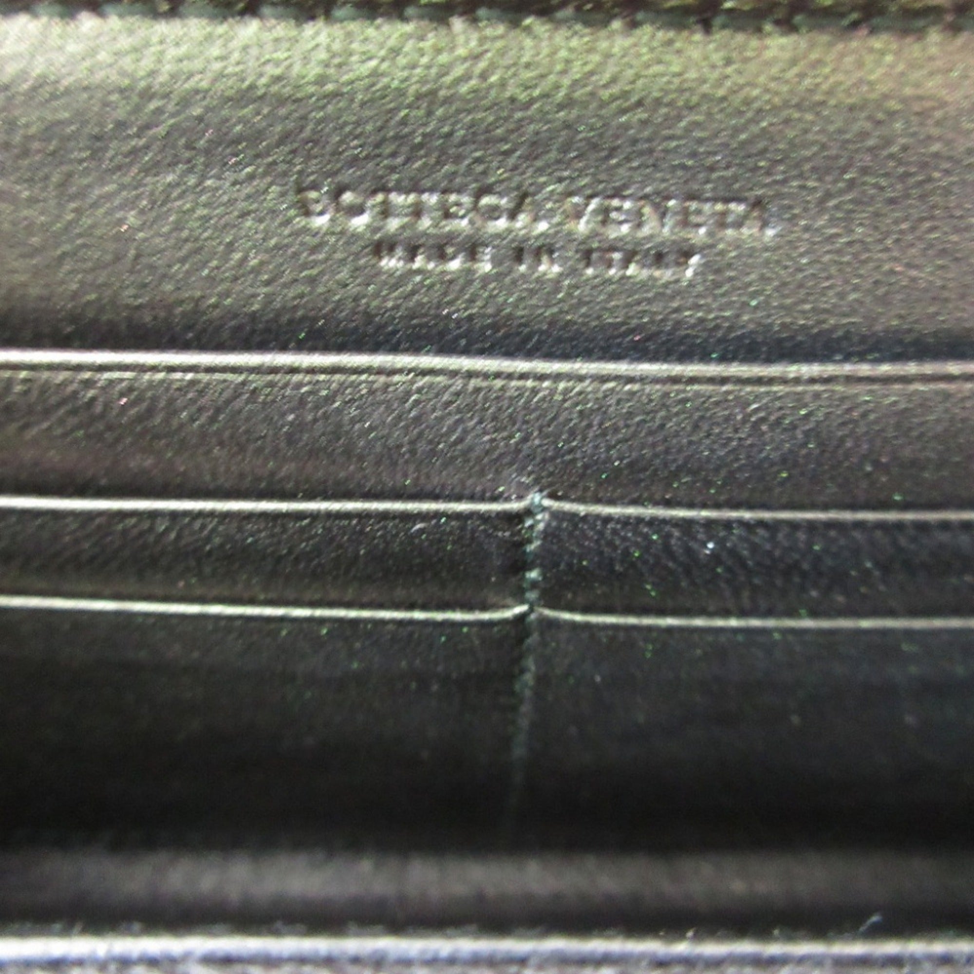 Bottega Veneta Metallic Green Leather Long Wallet (Bi-Fold) (Pre-Owned)
