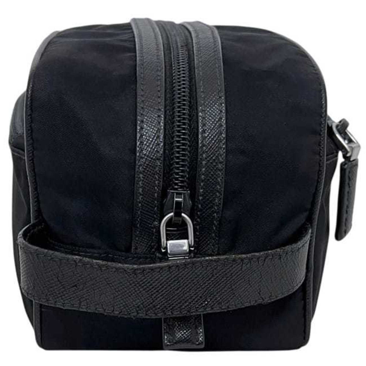 Prada Black Nero Nylon Leather Handbag (Pre-Owned)