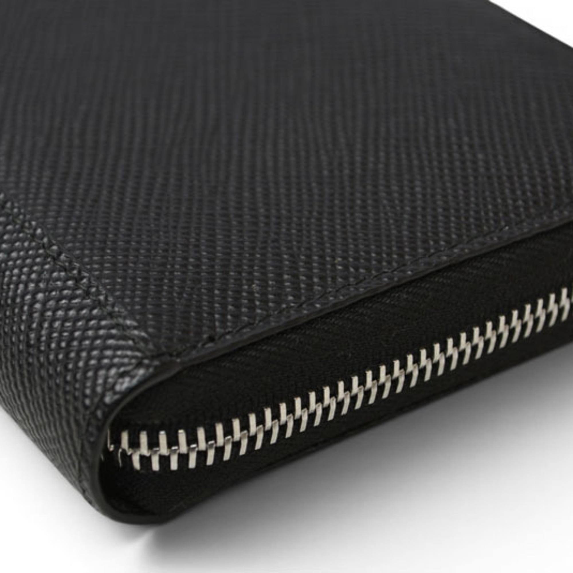Prada Saffiano Black Leather Long Wallet (Bi-Fold) (Pre-Owned)