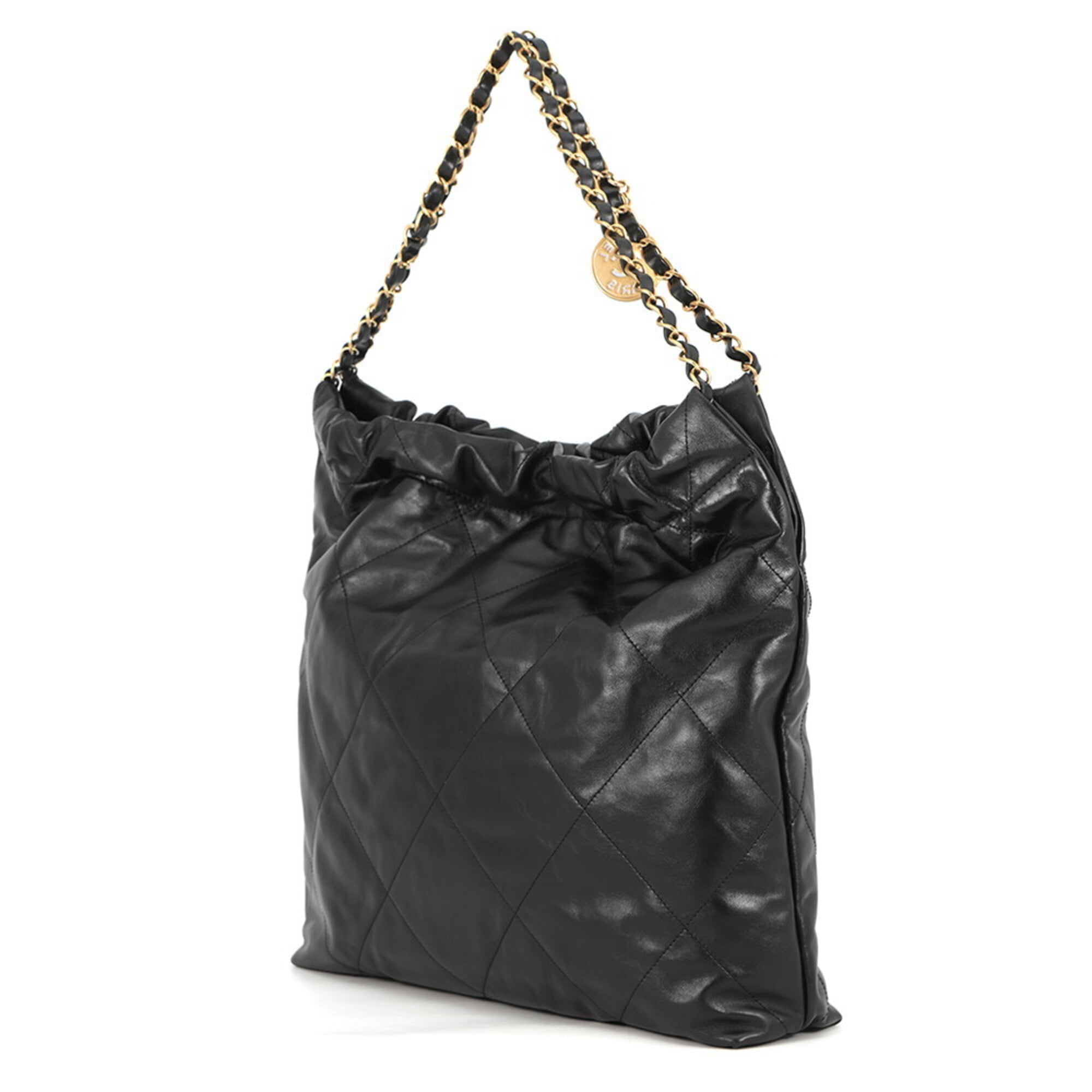 Chanel Black Leather Handbag Shoulder Bag (Pre-Owned)