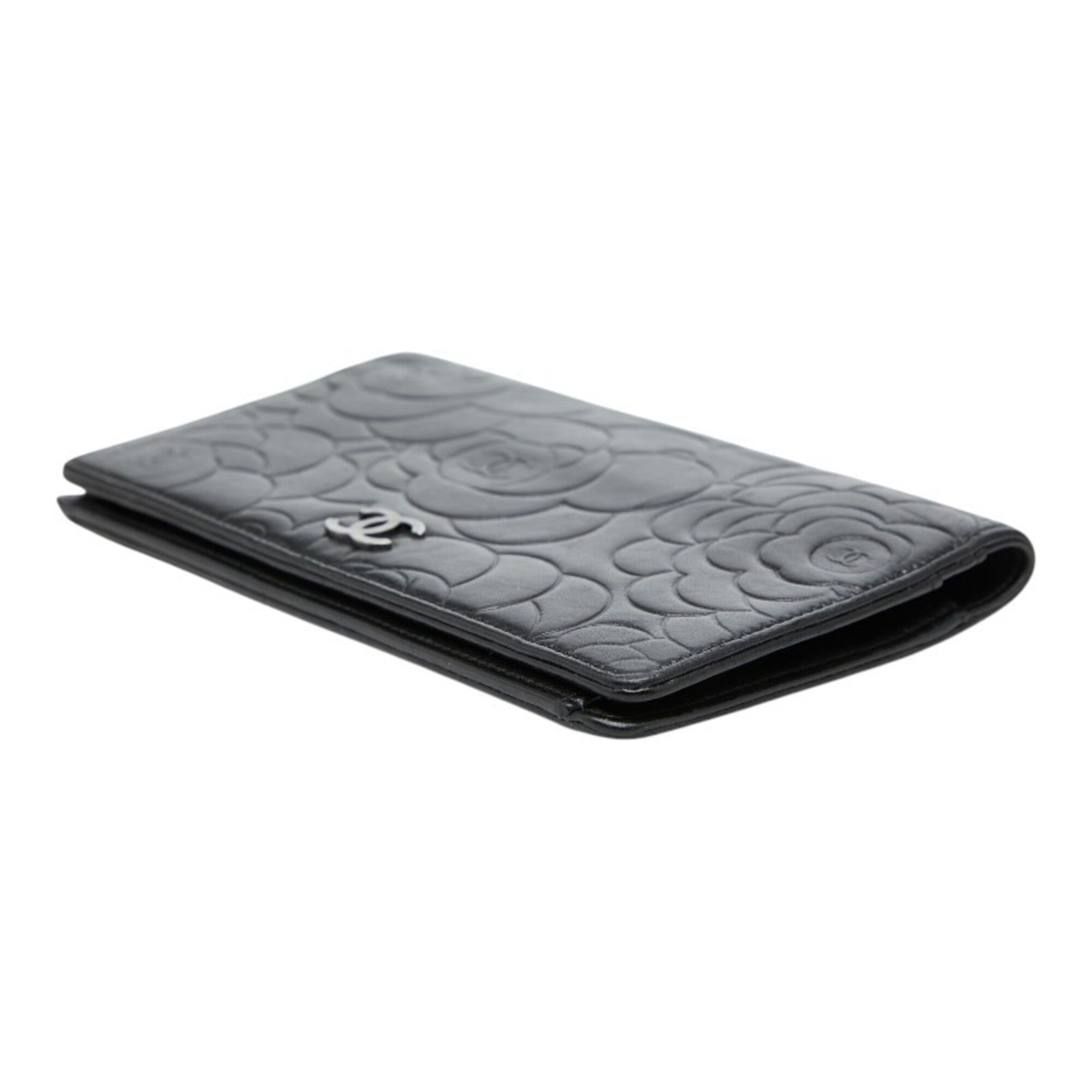 Chanel Black Leather Long Wallet (Bi-Fold) (Pre-Owned)