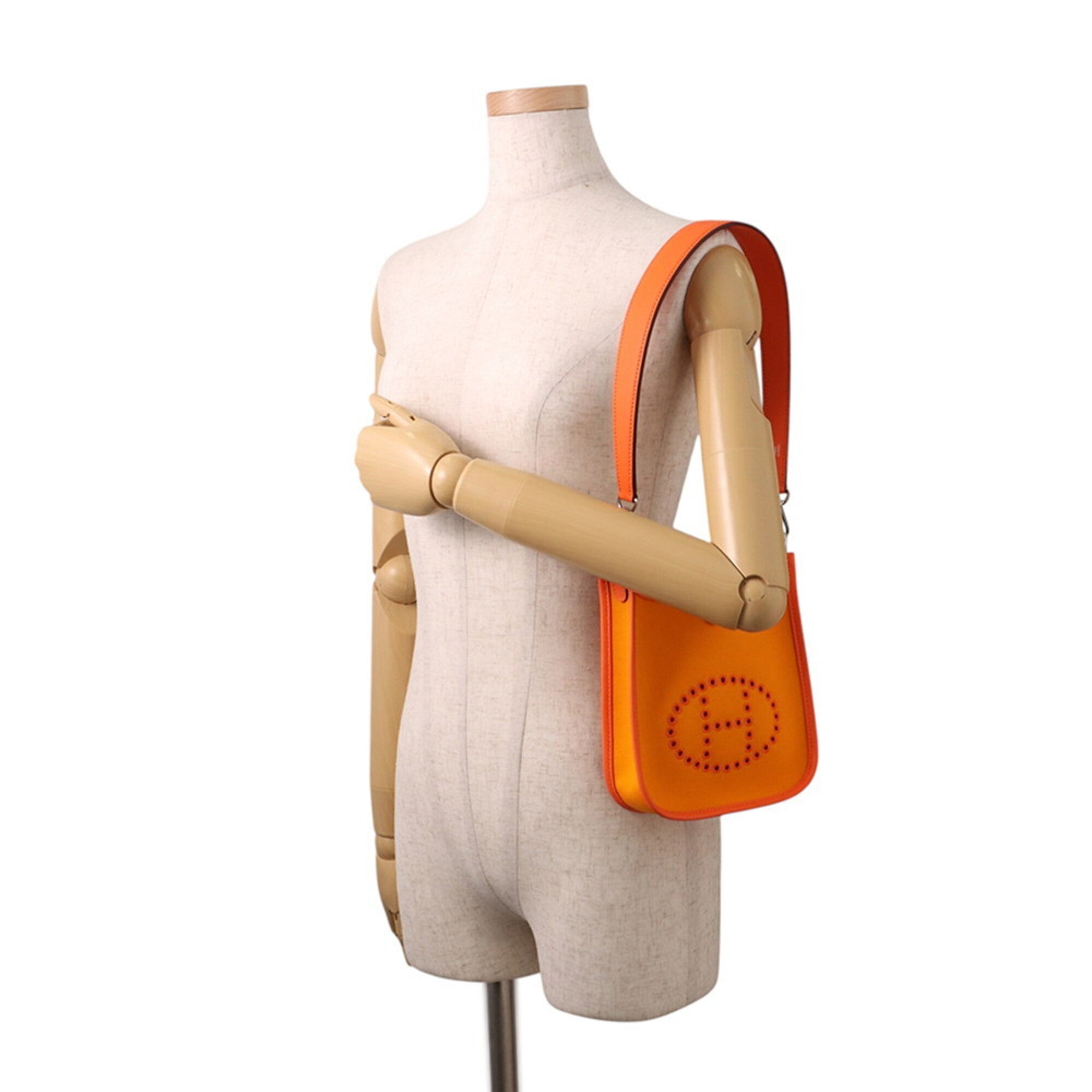 Hermes Kara Feu Jaune Toile Officier Swift Leather Handbag Shoulder Bag (Pre-Owned)