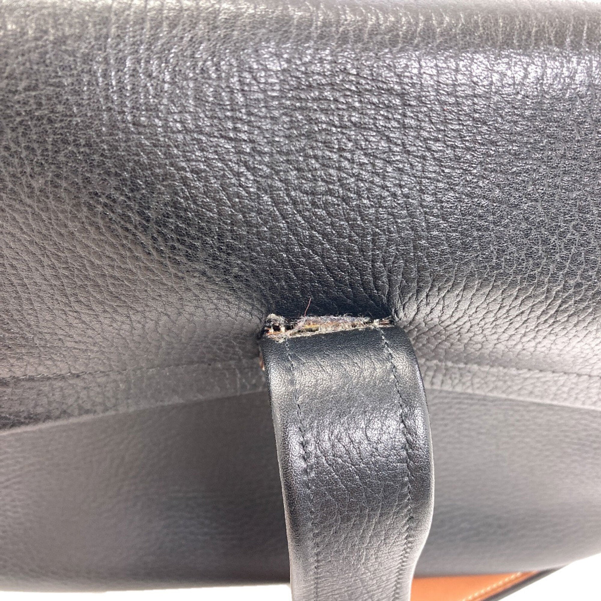 Hermes Black Brown Leather Shoulder Bag (Pre-Owned)