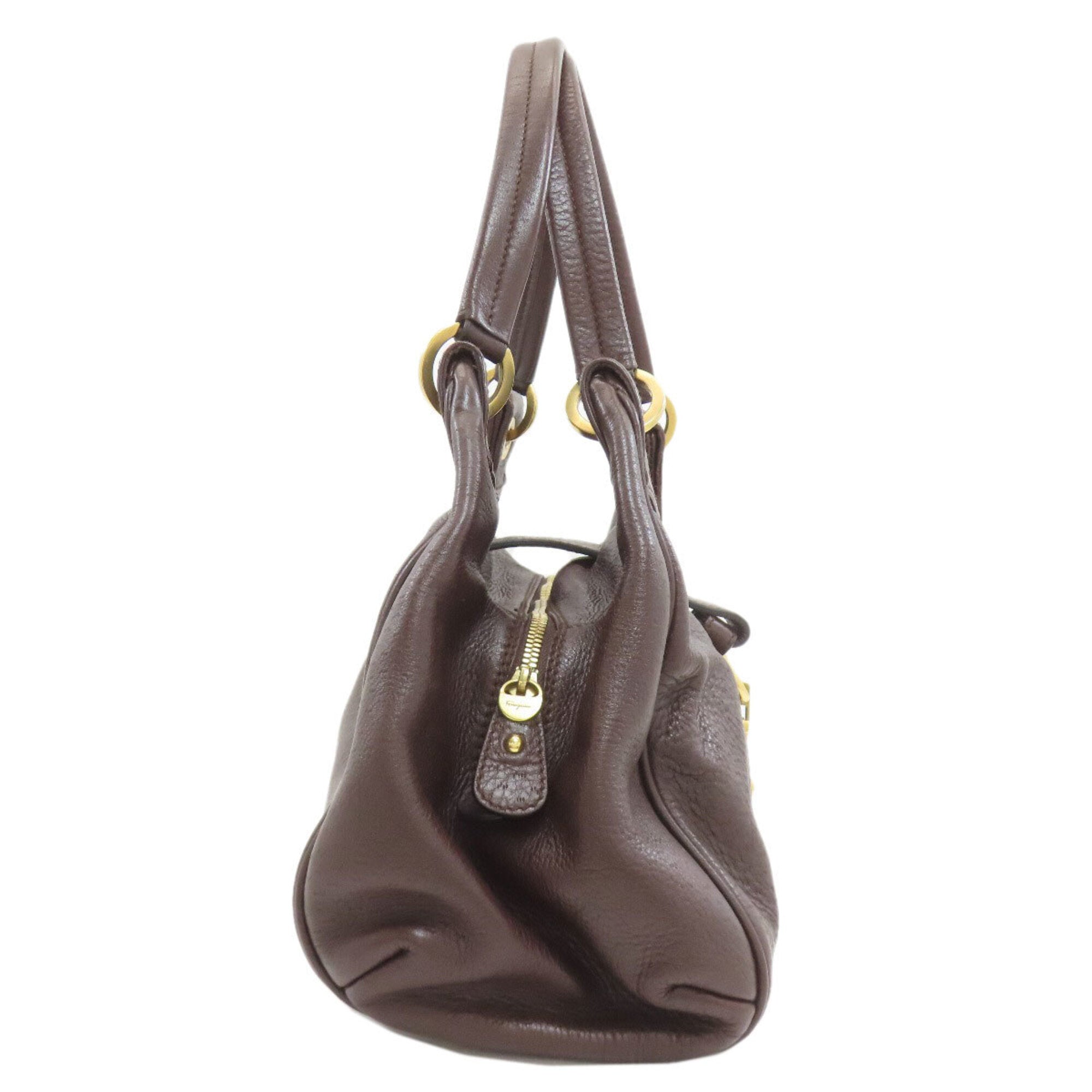 Salvatore Ferragamo Dark Brown Leather Handbag (Pre-Owned)