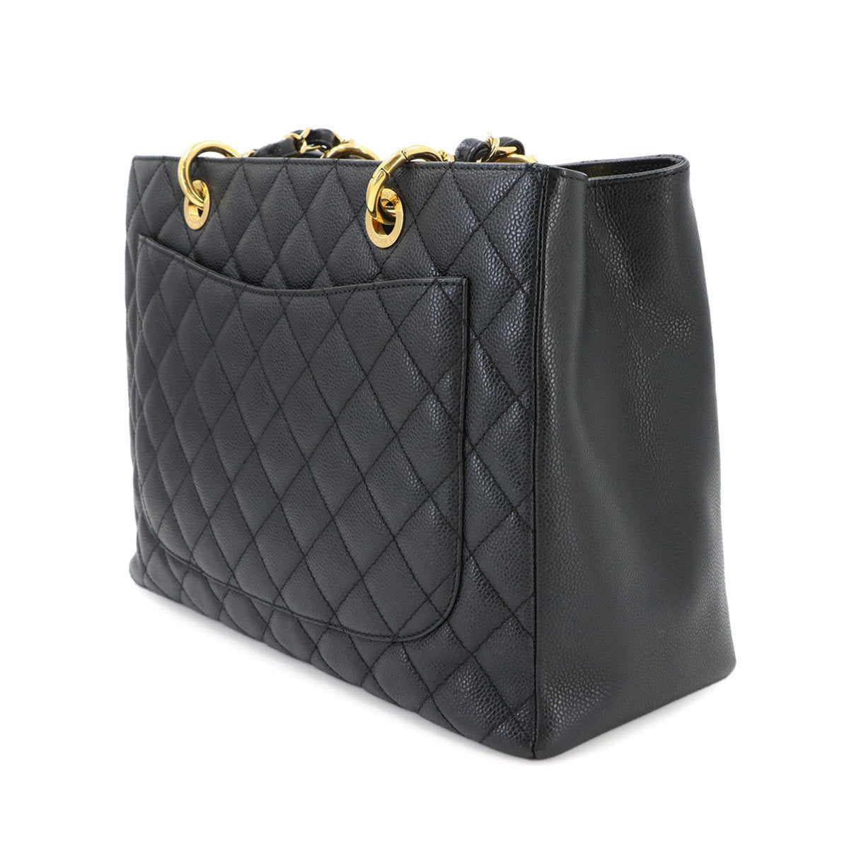 Chanel Matelasse Black Grained Calfskin Handbag Tote Bag (Pre-Owned)